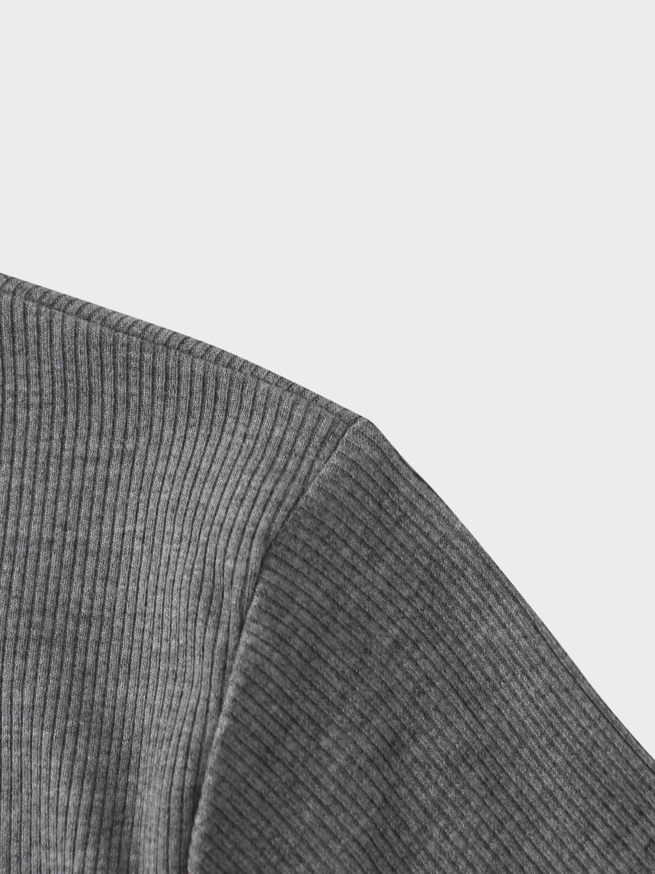 RIBBED HIGH V LS-GREY