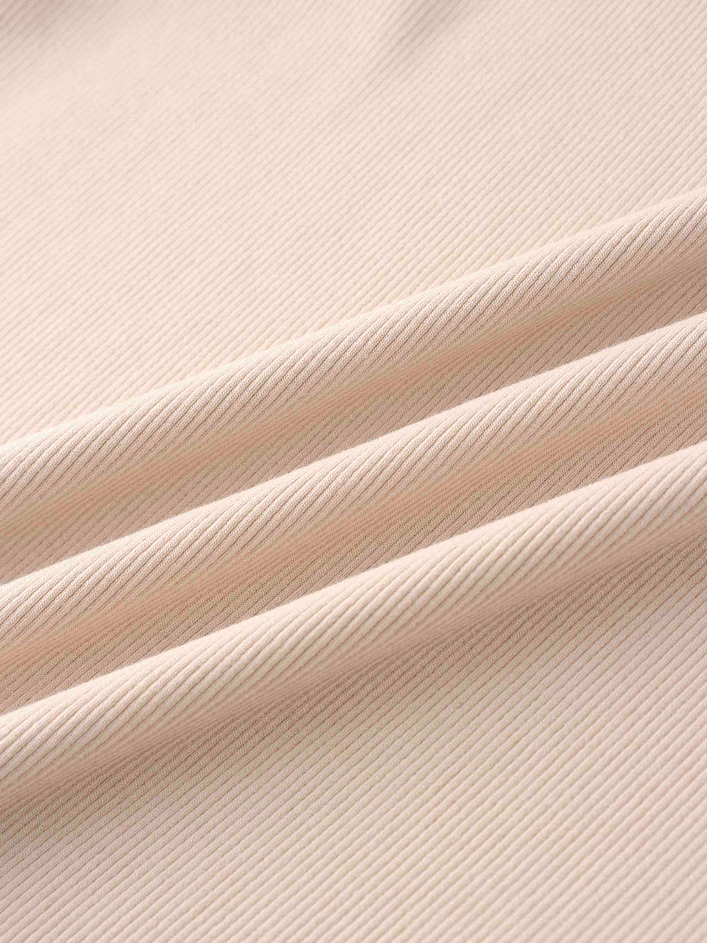 RIBBED HIGH V TEE LS-BEIGE