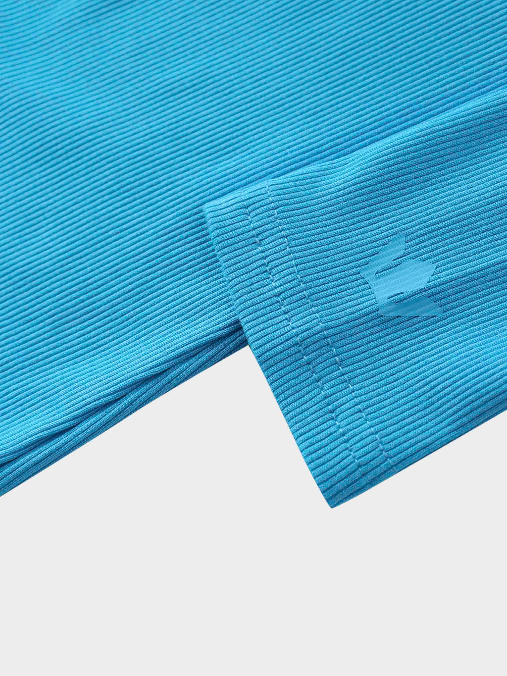RIBBED HIGH V TEE LS-SKY BLUE