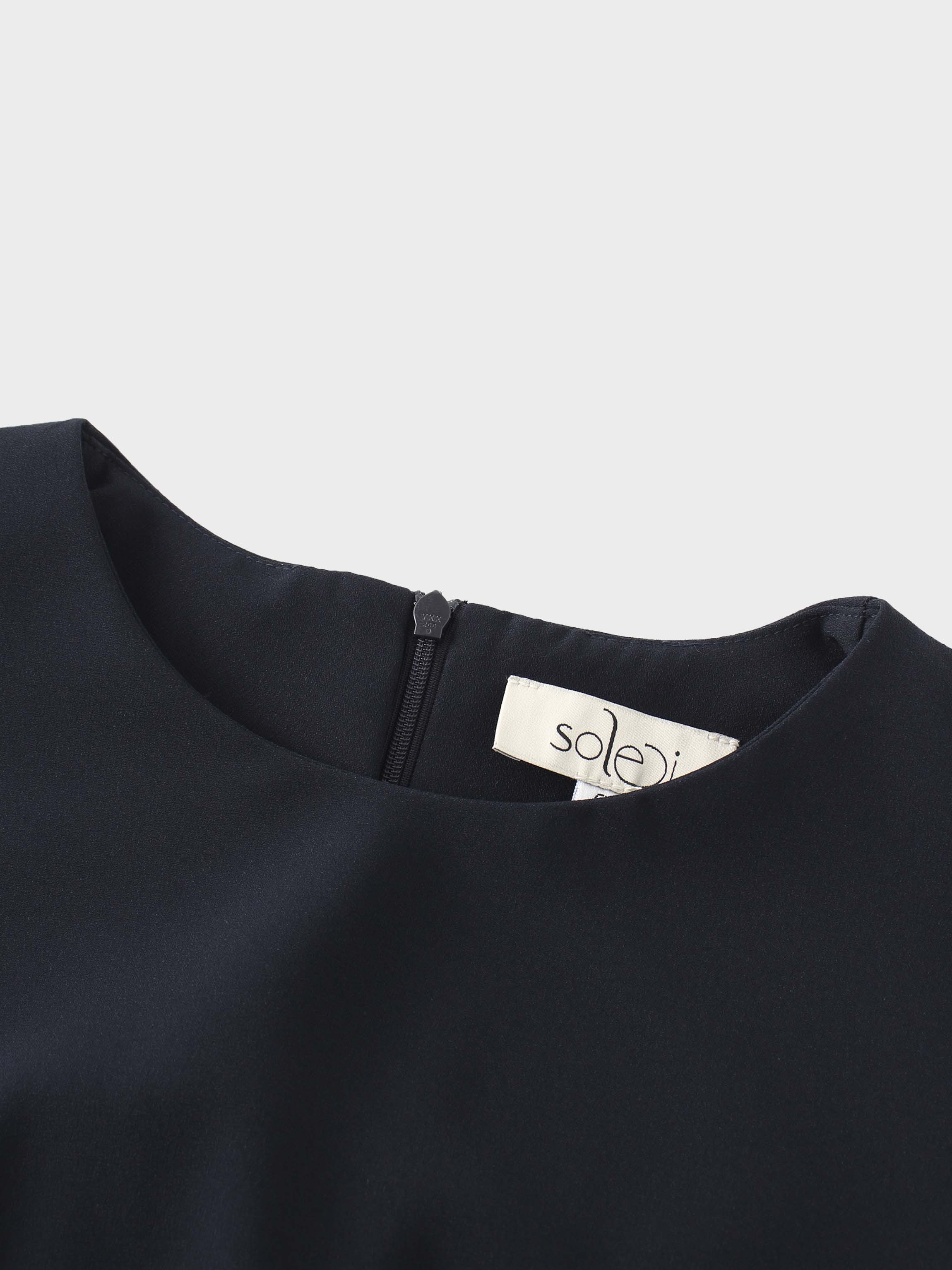 Crepe Slip Dress-Navy