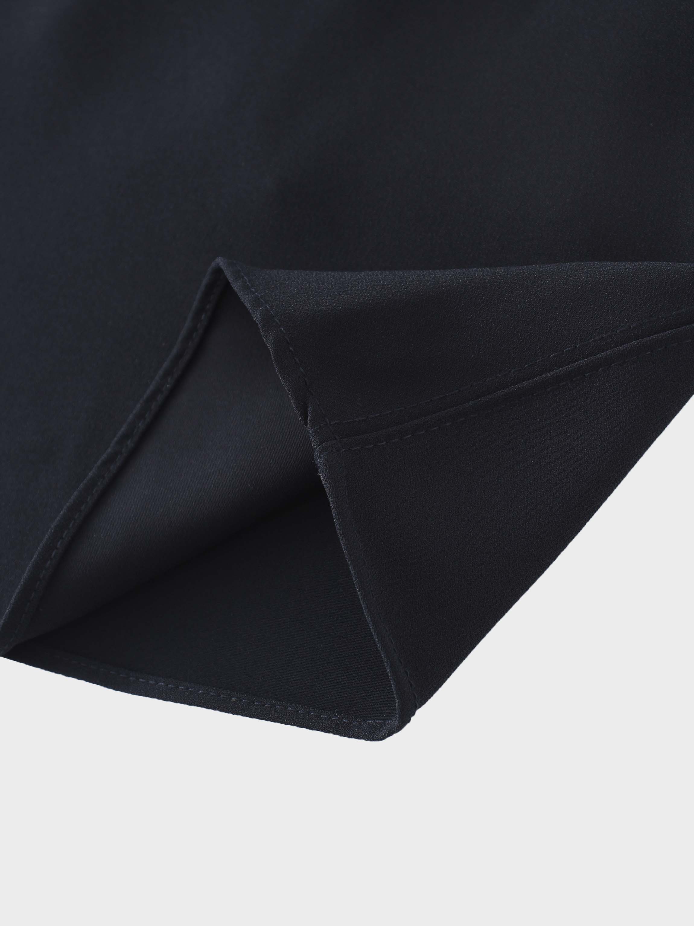 Faux Satin Crew Neck Slip Dress-Navy