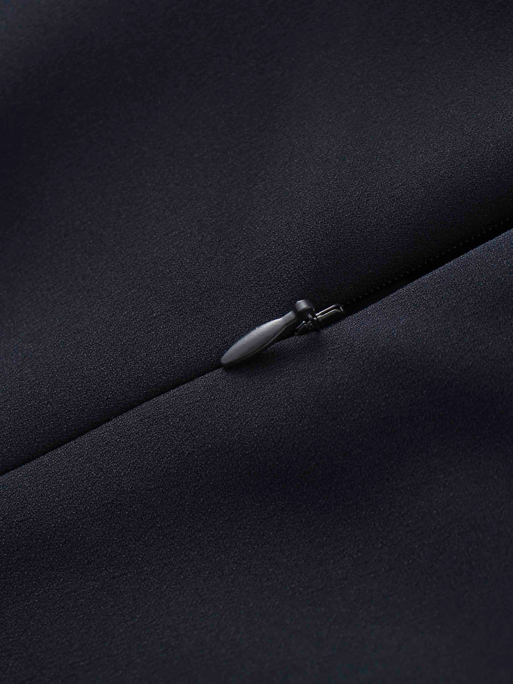 Faux Satin Crew Neck Slip Dress-Navy