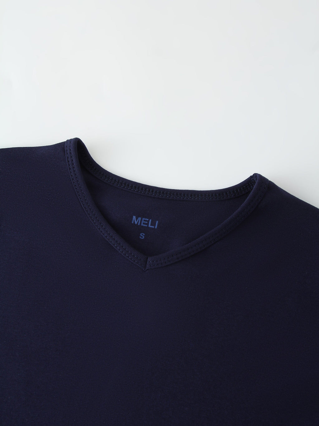 BASIC HIGH V TEE LS-NAVY