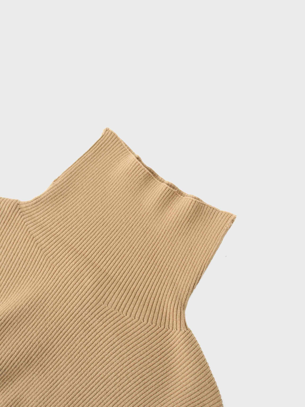 Knit Ribbed Turtleneck-Tan
