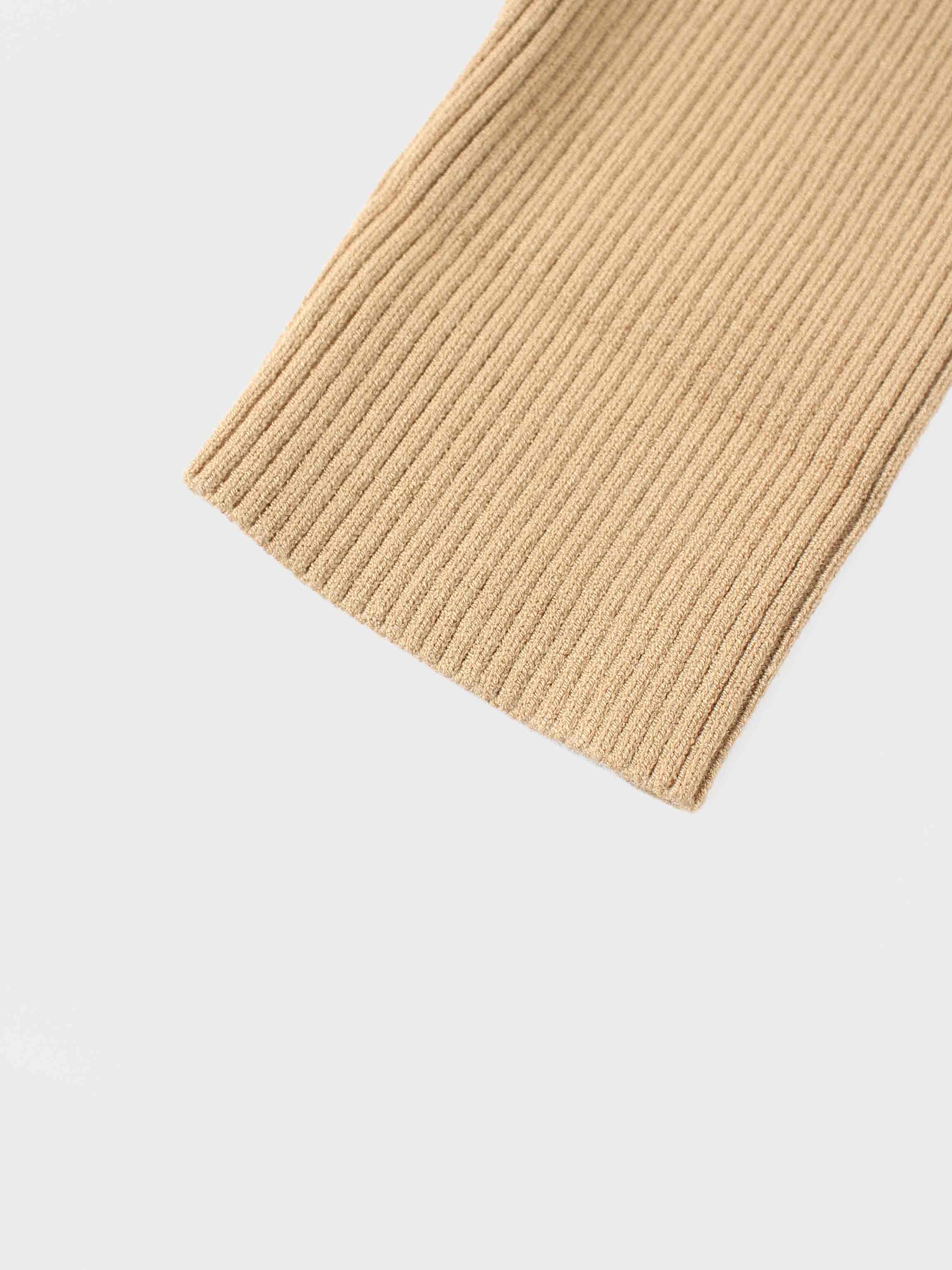 Knit Ribbed Turtleneck-Tan