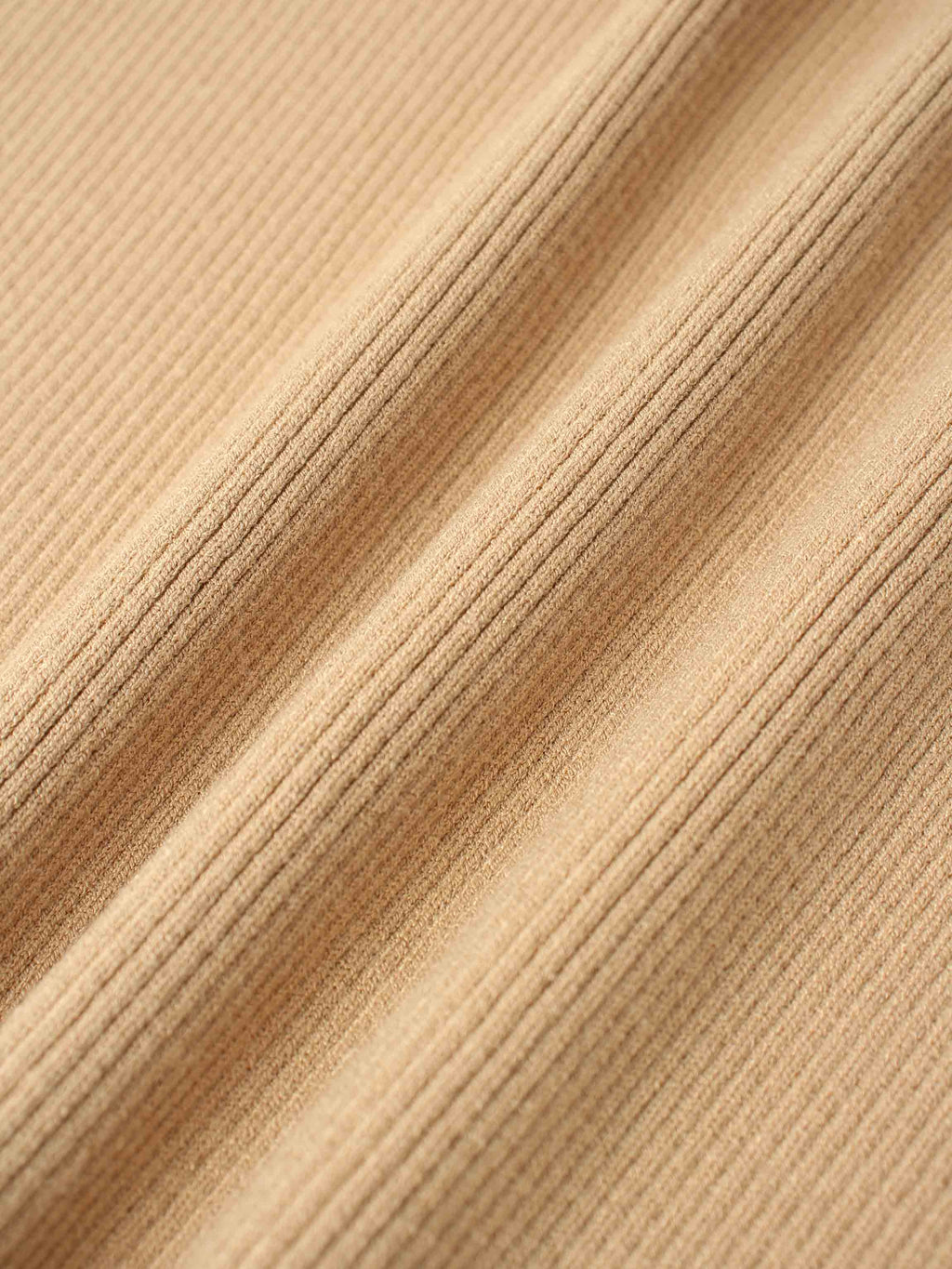 Knit Ribbed Turtleneck-Tan