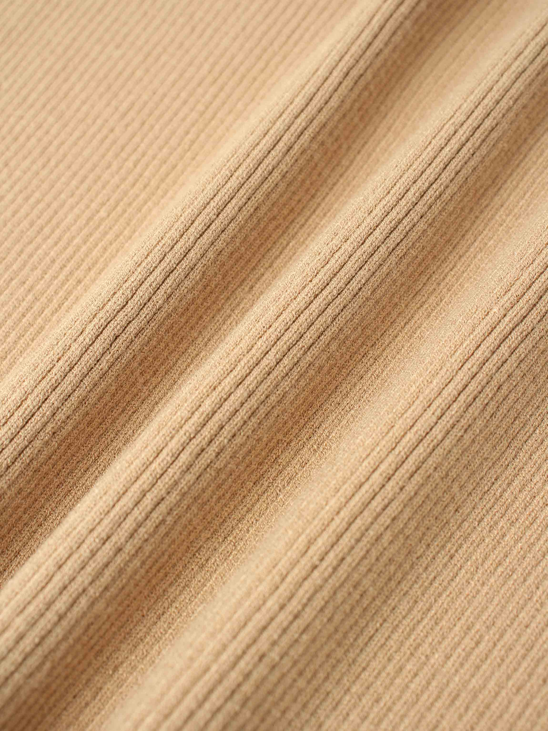 Knit Ribbed Turtleneck-Tan