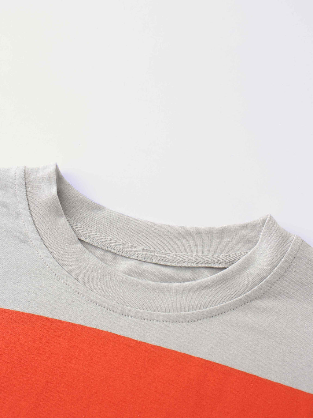 Oversized Rounded Hem T-Shirt-Grey/Orange