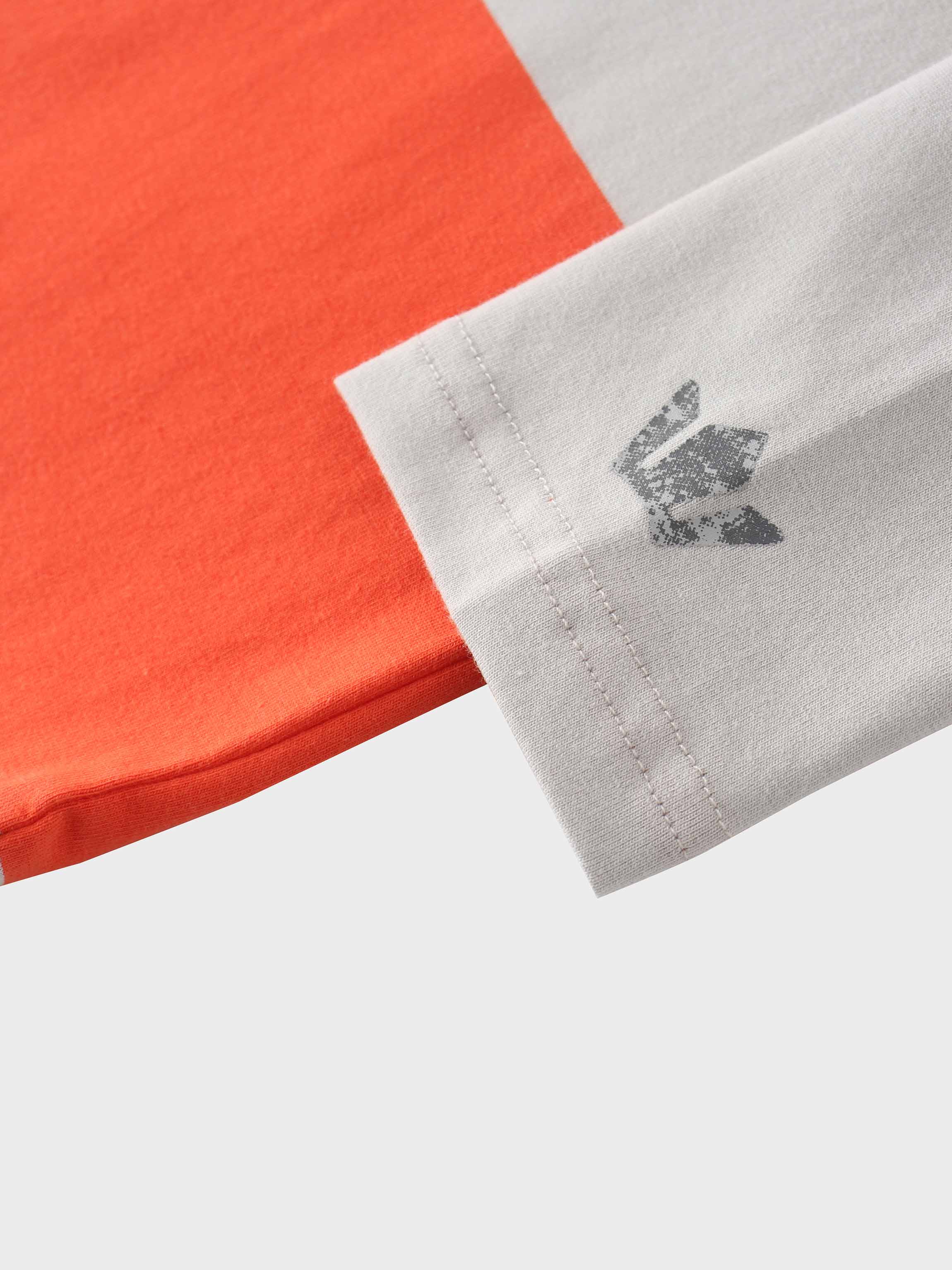 Oversized Rounded Hem T-Shirt-Grey/Orange