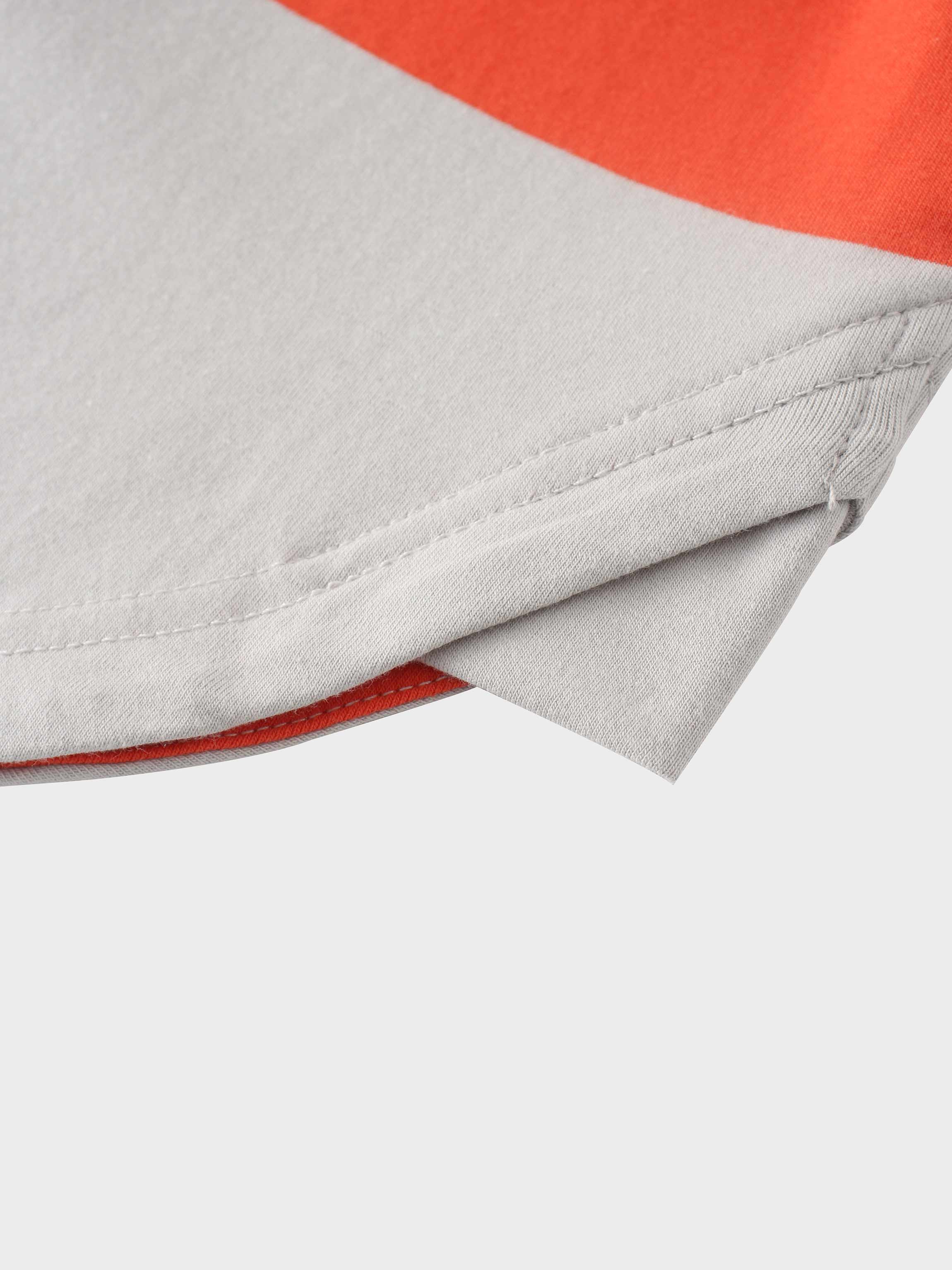 Oversized Rounded Hem T-Shirt-Grey/Orange