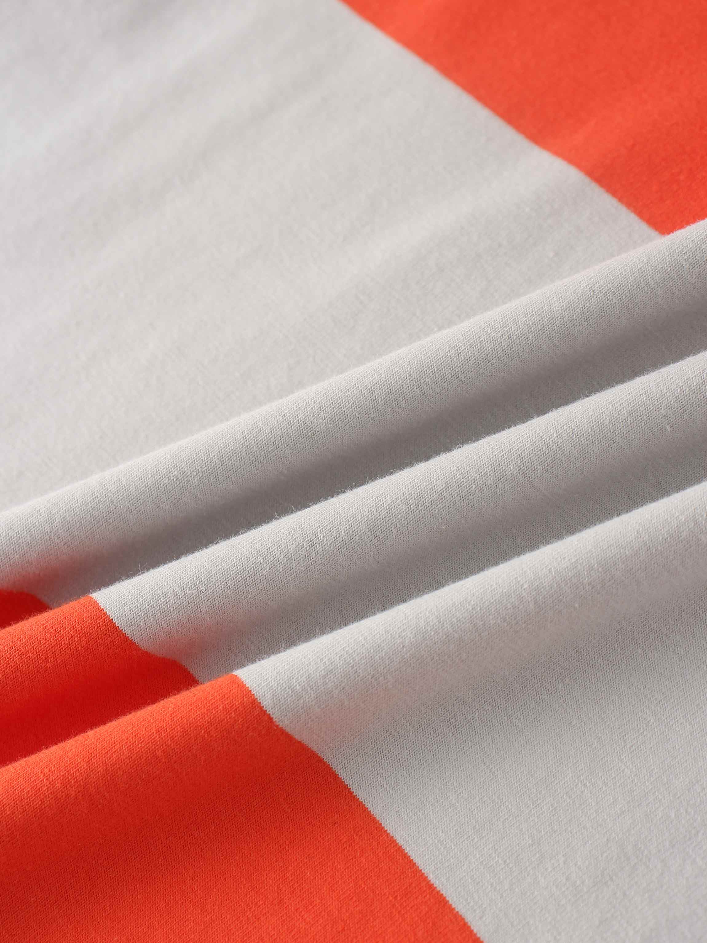 Oversized Rounded Hem T-Shirt-Grey/Orange