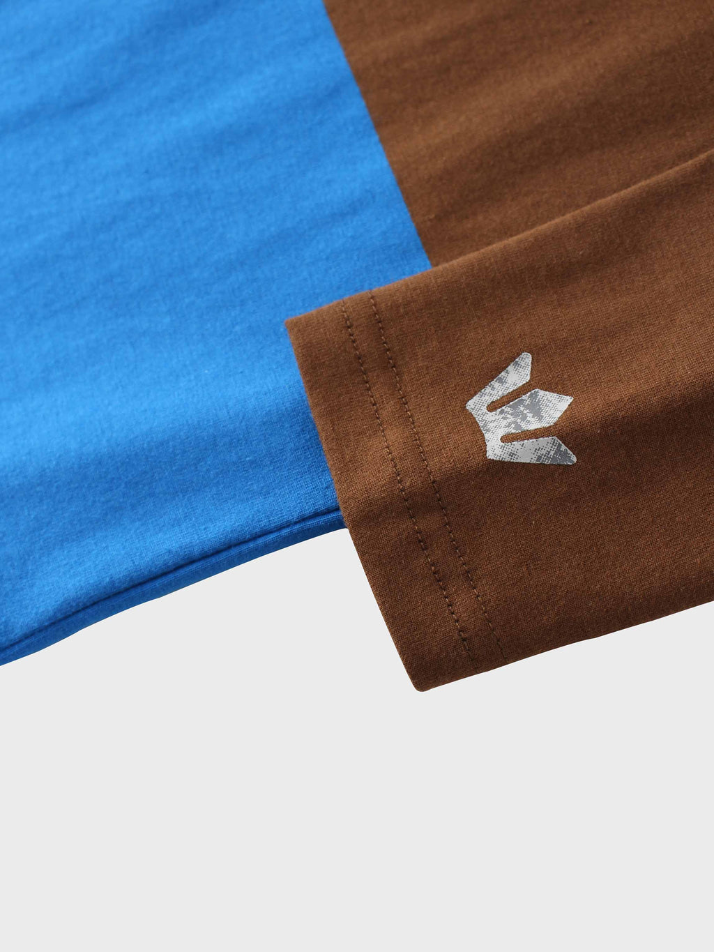 Oversized Rounded Hem T-Shirt-Brown/Cobalt