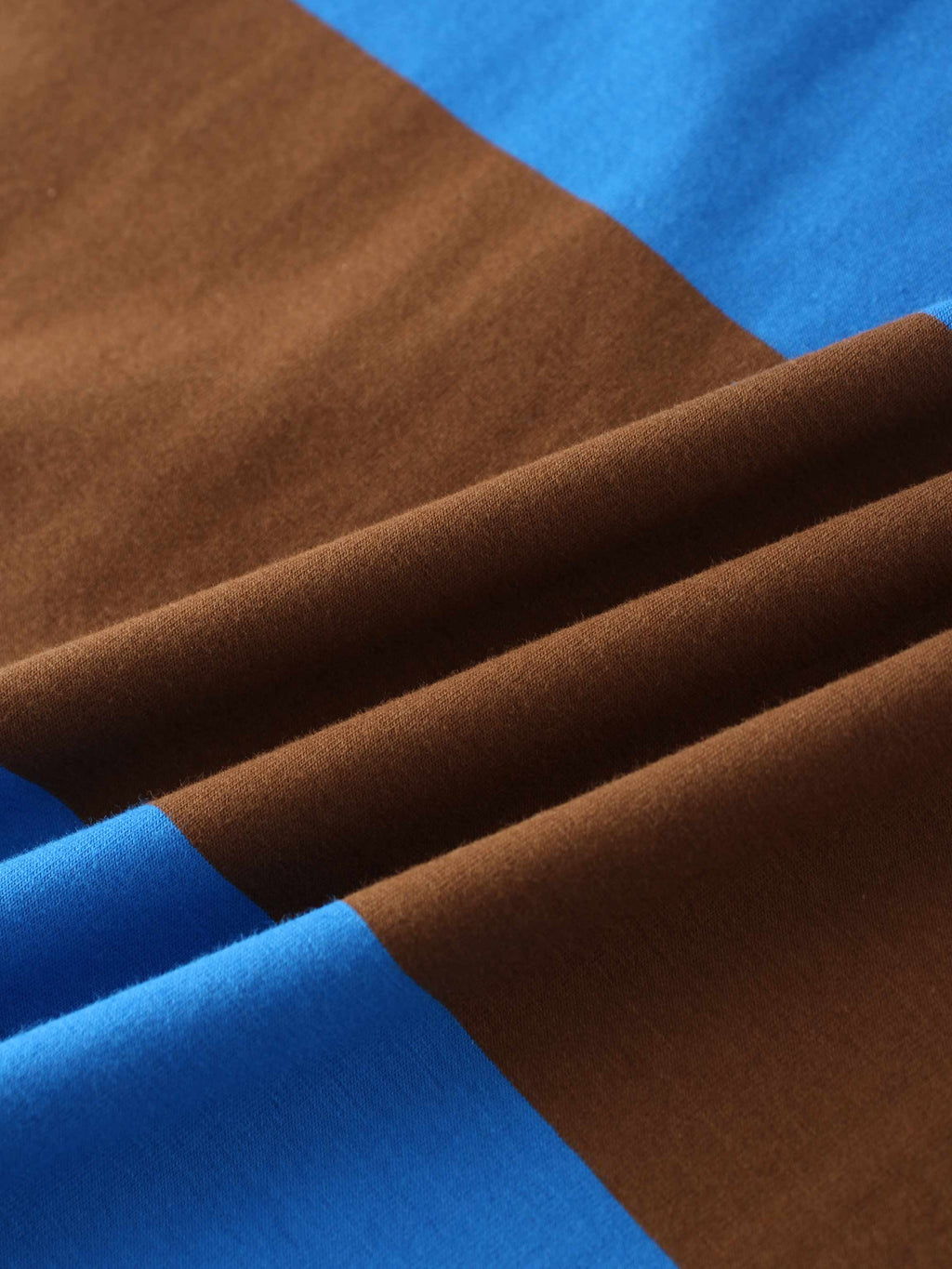 Oversized Rounded Hem T-Shirt-Brown/Cobalt