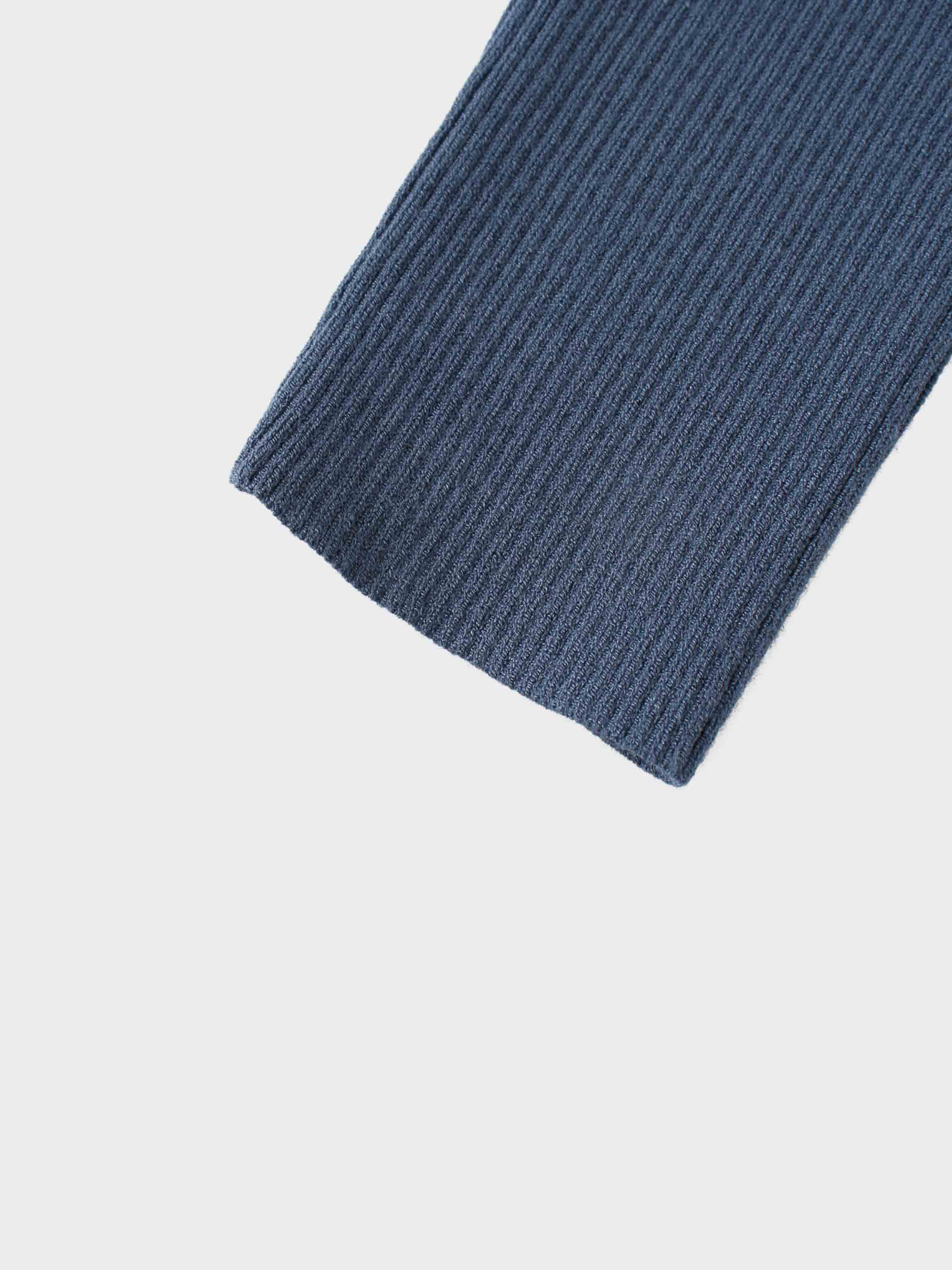 Knit Ribbed Turtleneck-True Blue