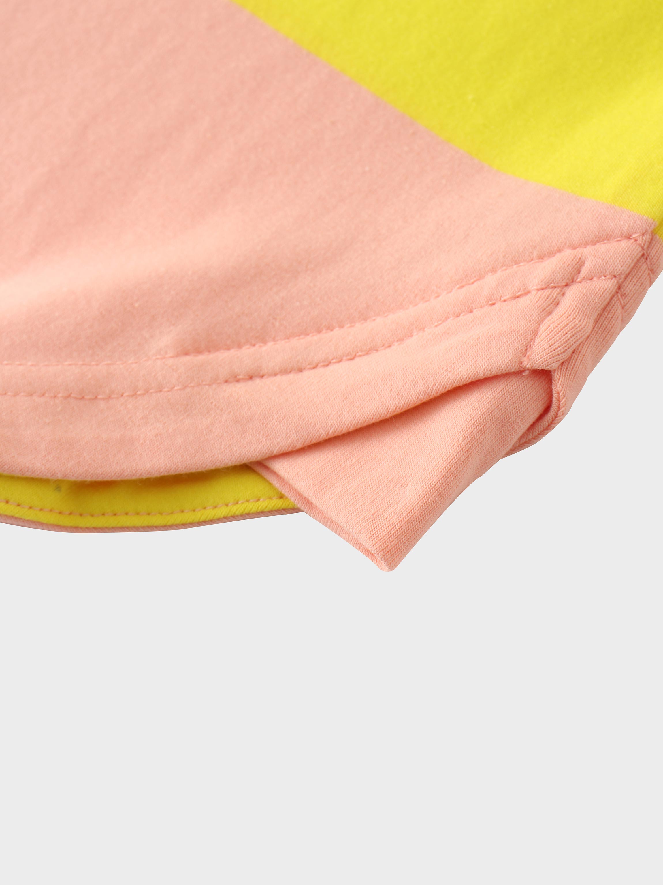 Oversized Rounded Hem T-Shirt-Peach/Yellow
