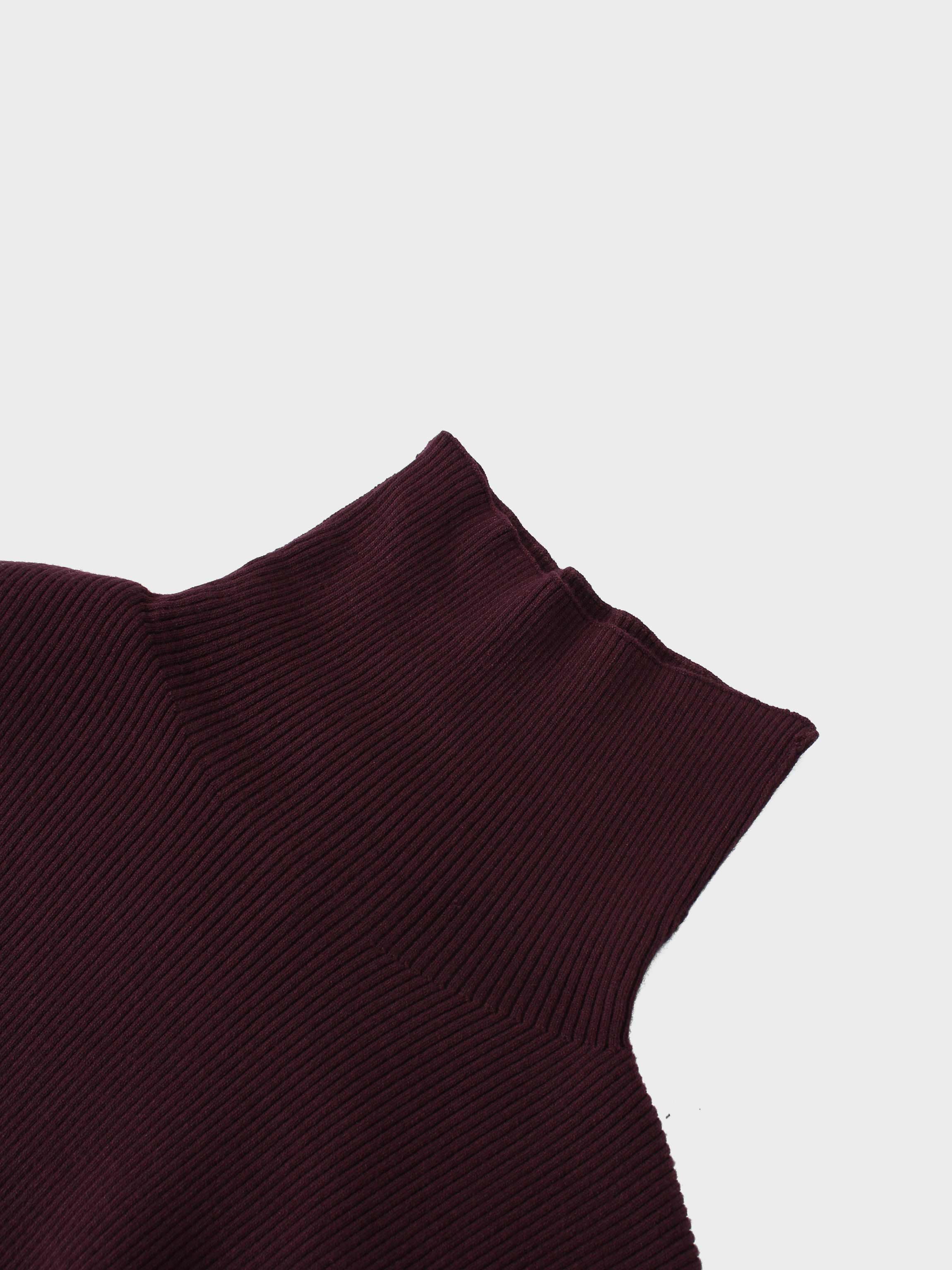Knit Ribbed Turtleneck-Eggplant