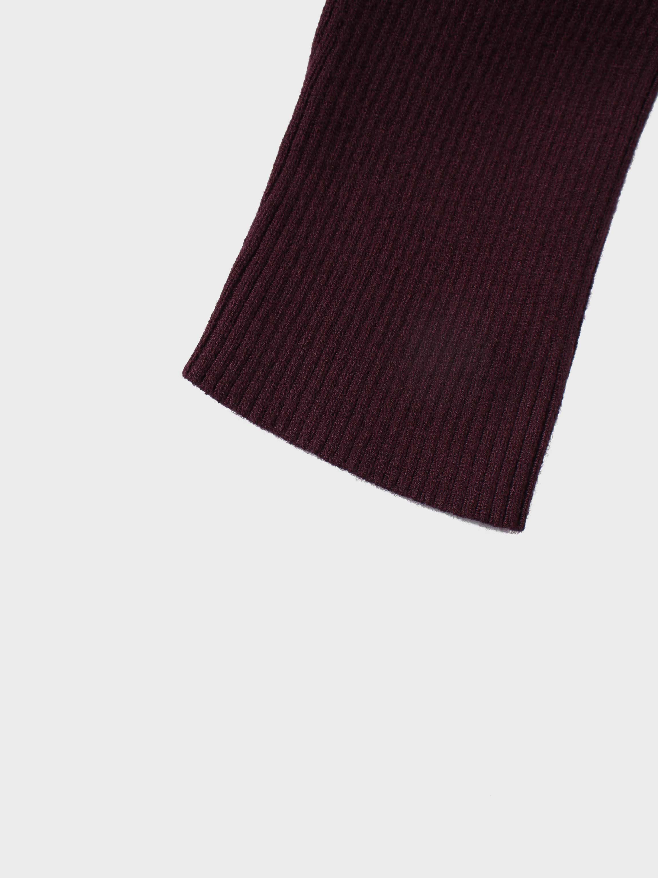 Knit Ribbed Turtleneck-Eggplant