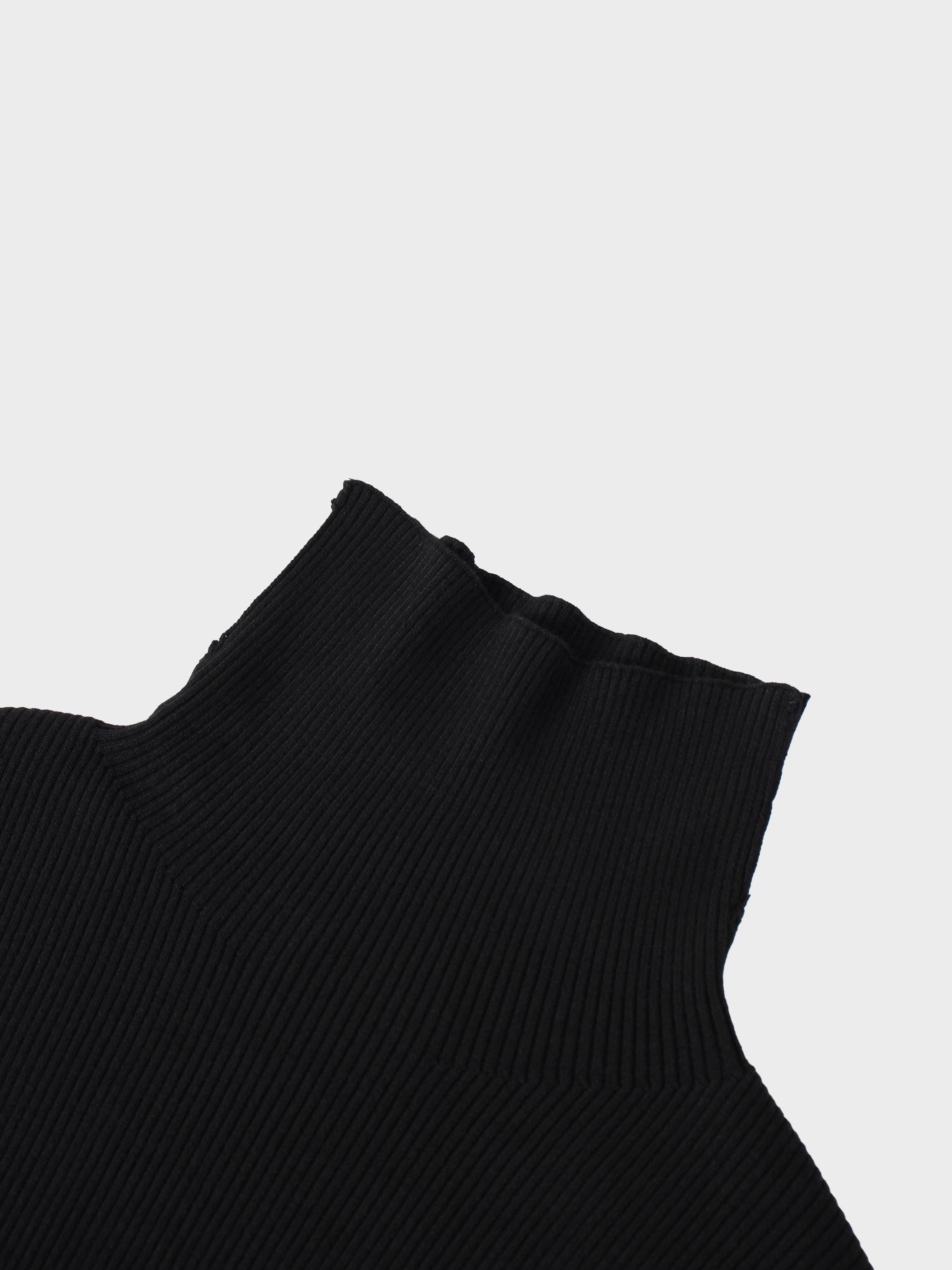 Knit Ribbed Turtleneck-Black