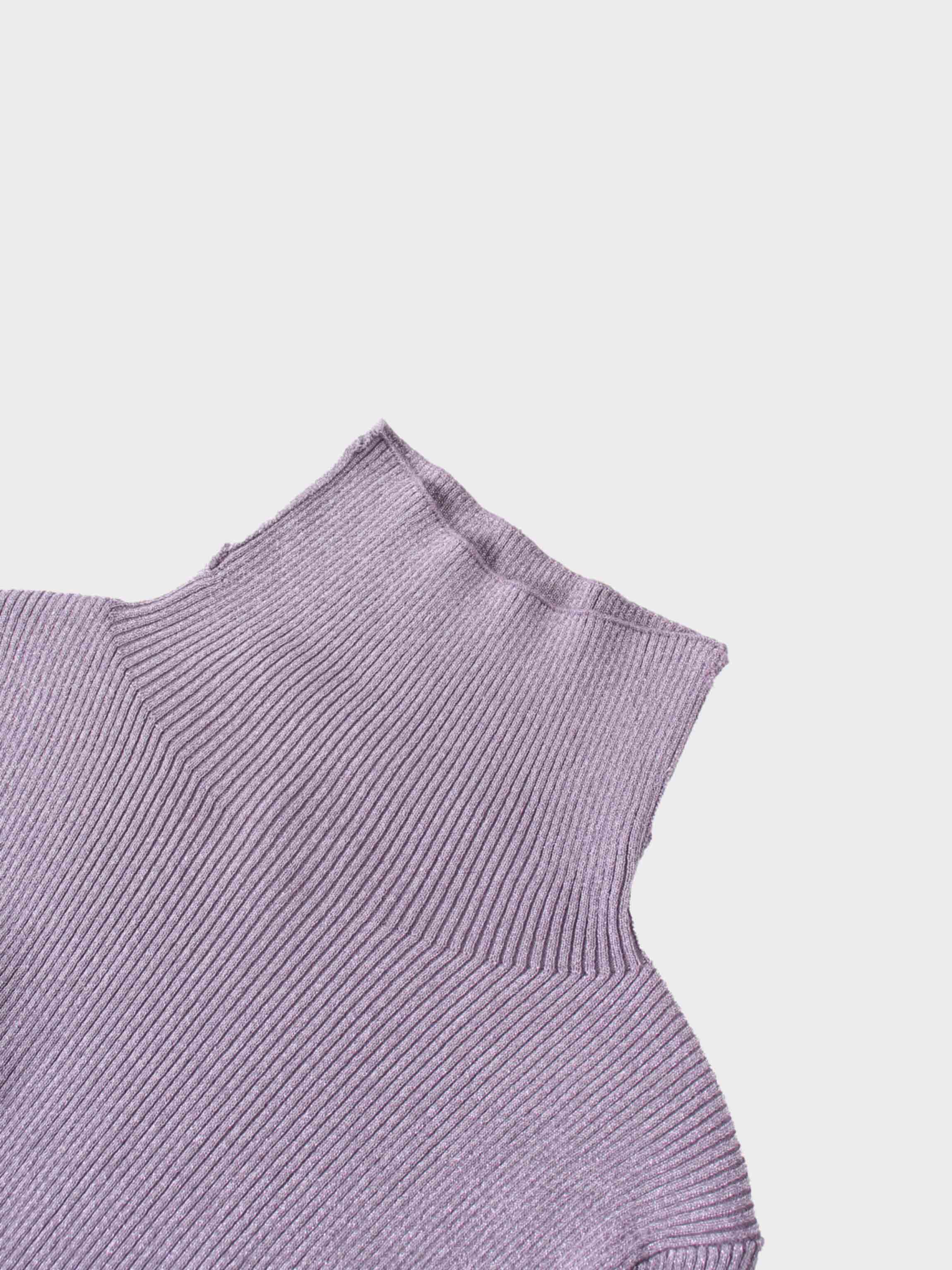 Lurex Ribbed Knit Turtleneck-Lavender