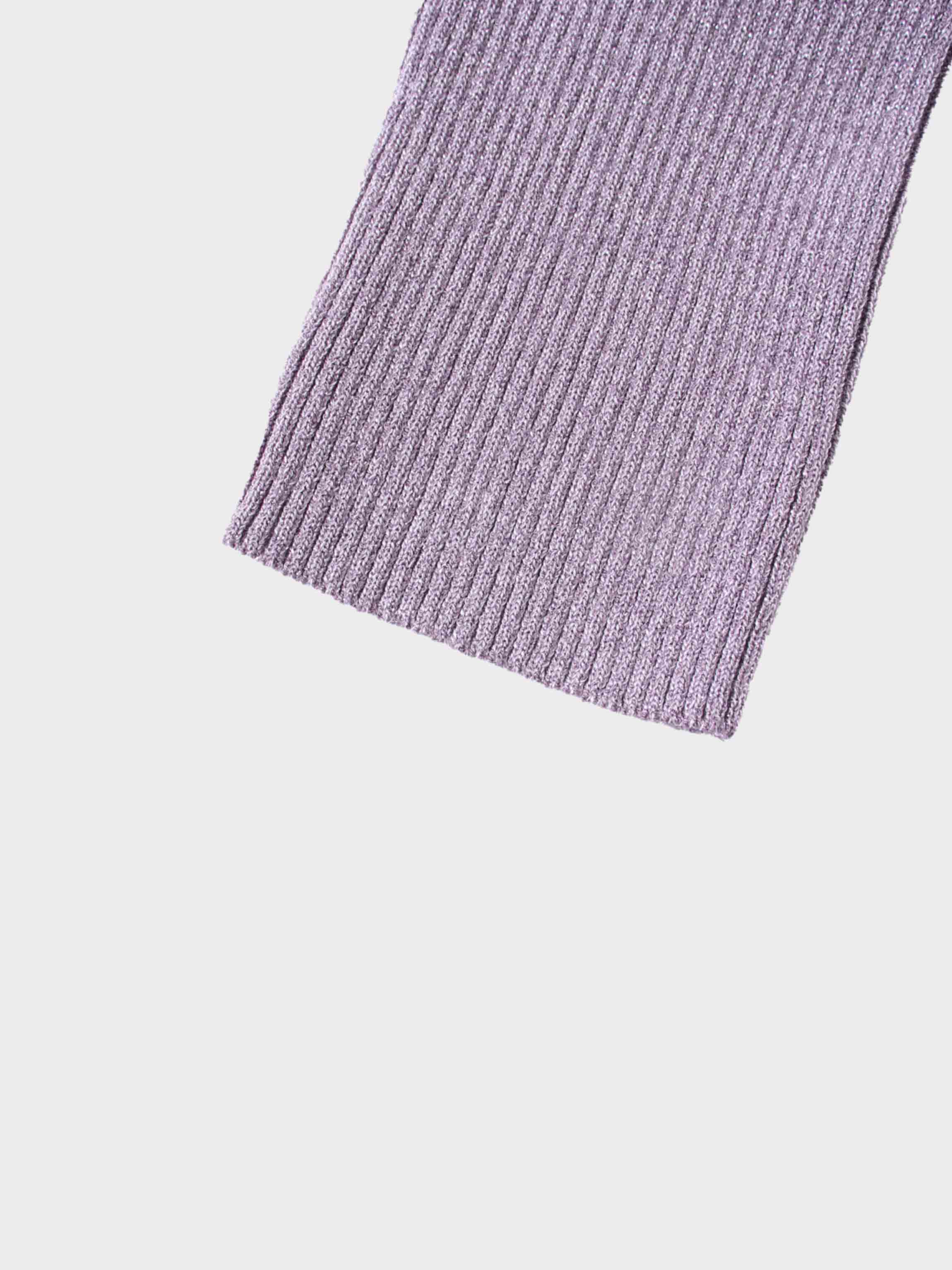 Lurex Ribbed Knit Turtleneck-Lavender