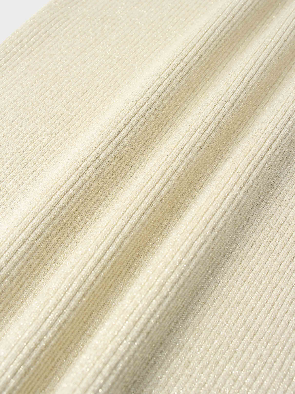 Lurex Ribbed Knit Turtleneck-Ivory