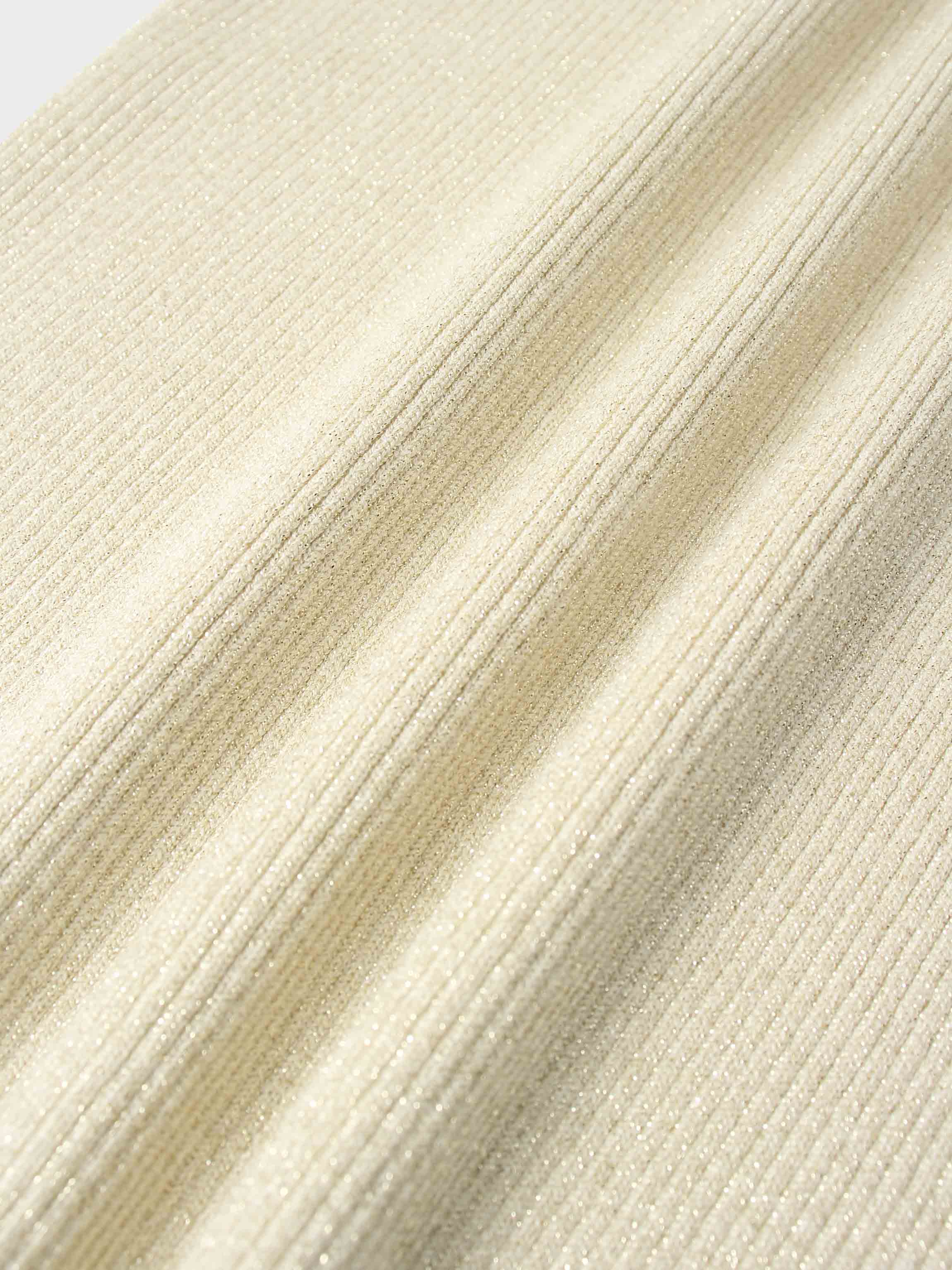 Lurex Ribbed Knit Turtleneck-Ivory