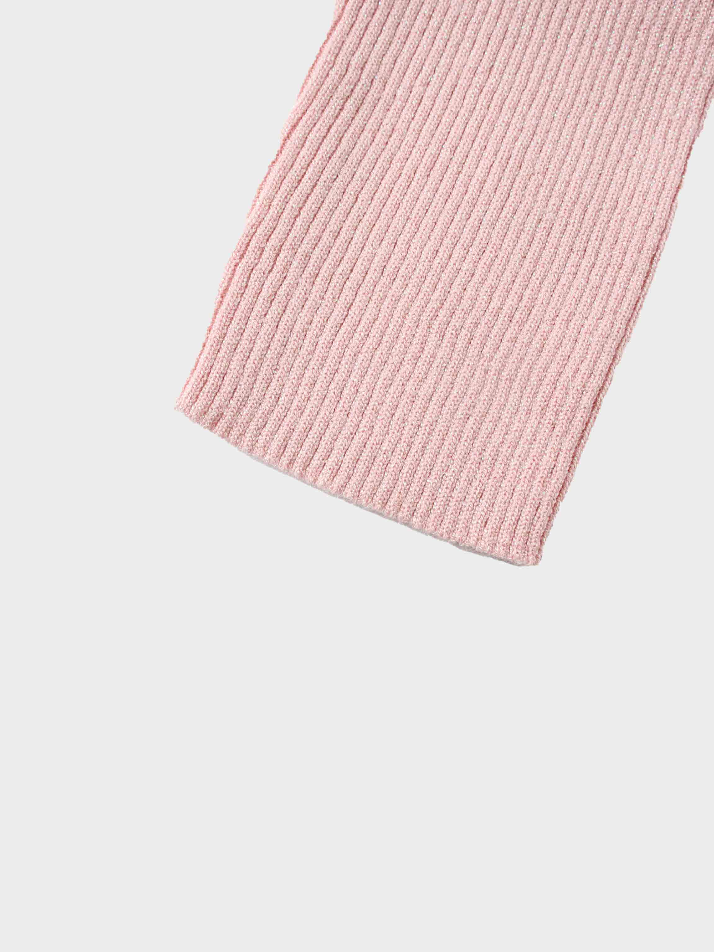 Lurex Ribbed Knit Turtleneck-Pink