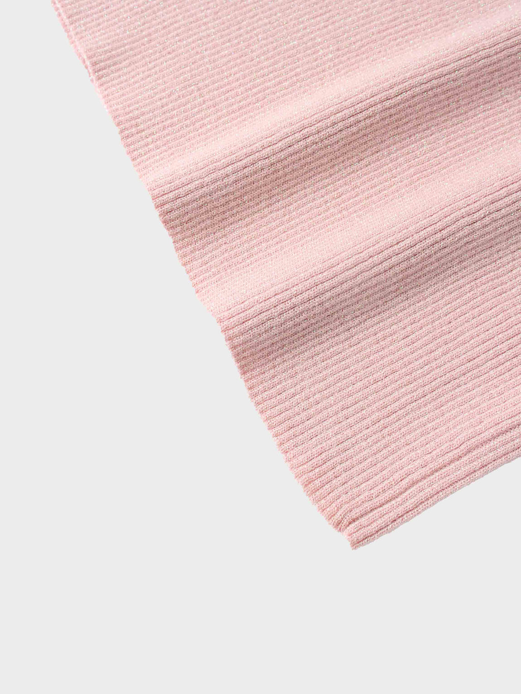 Lurex Ribbed Knit Turtleneck-Pink