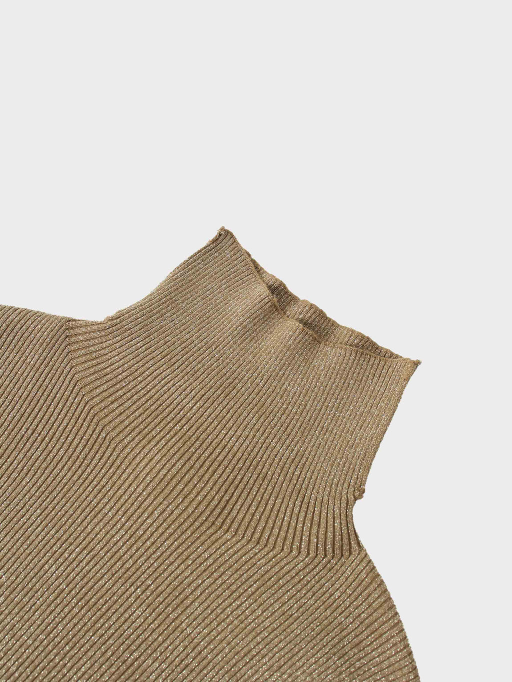 Lurex Ribbed Knit Turtleneck-Mocha Mousse