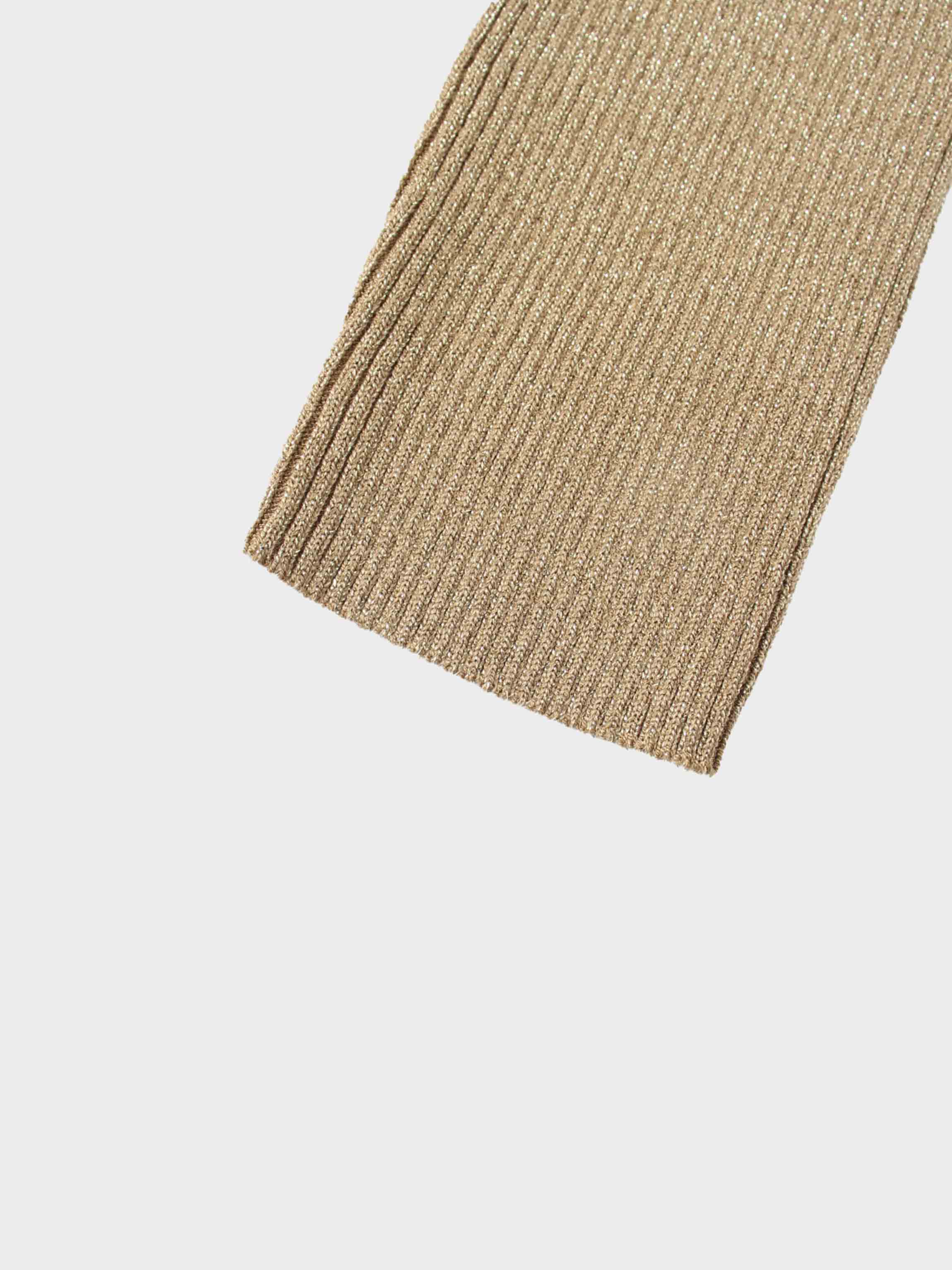 Lurex Ribbed Knit Turtleneck-Mocha Mousse