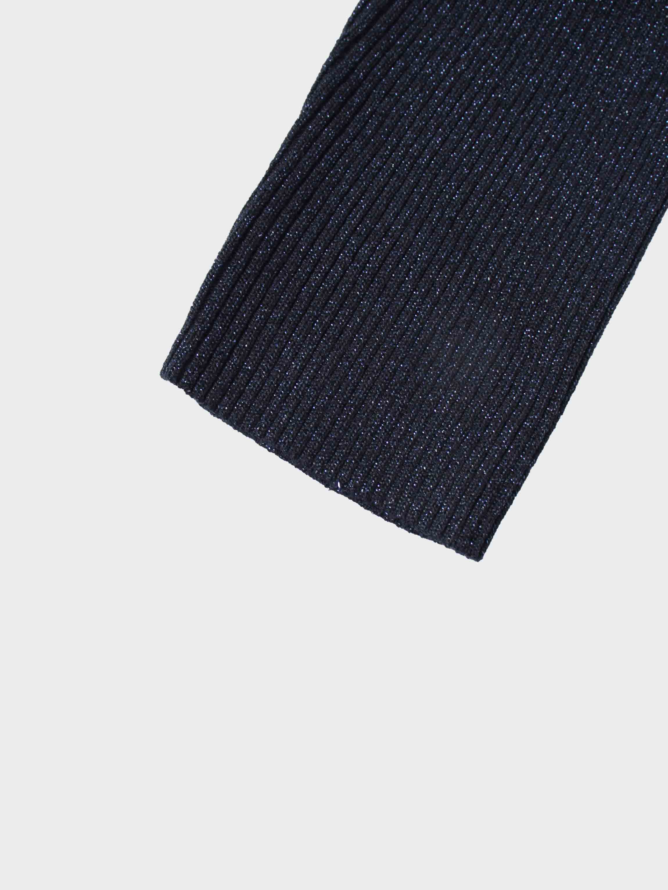 Lurex Ribbed Knit Turtleneck-Navy
