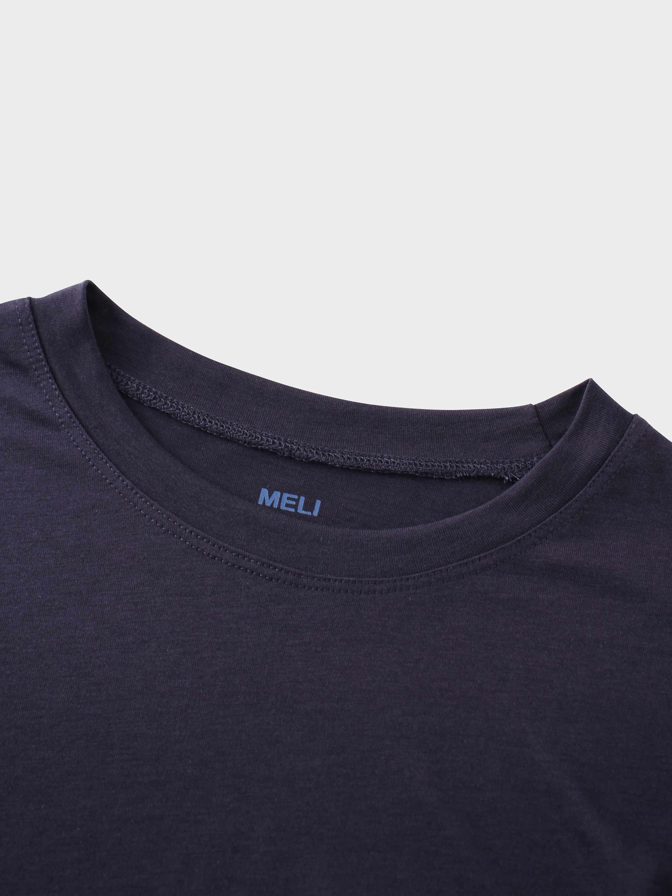 Bubble Sleeve T-Shirt-Navy