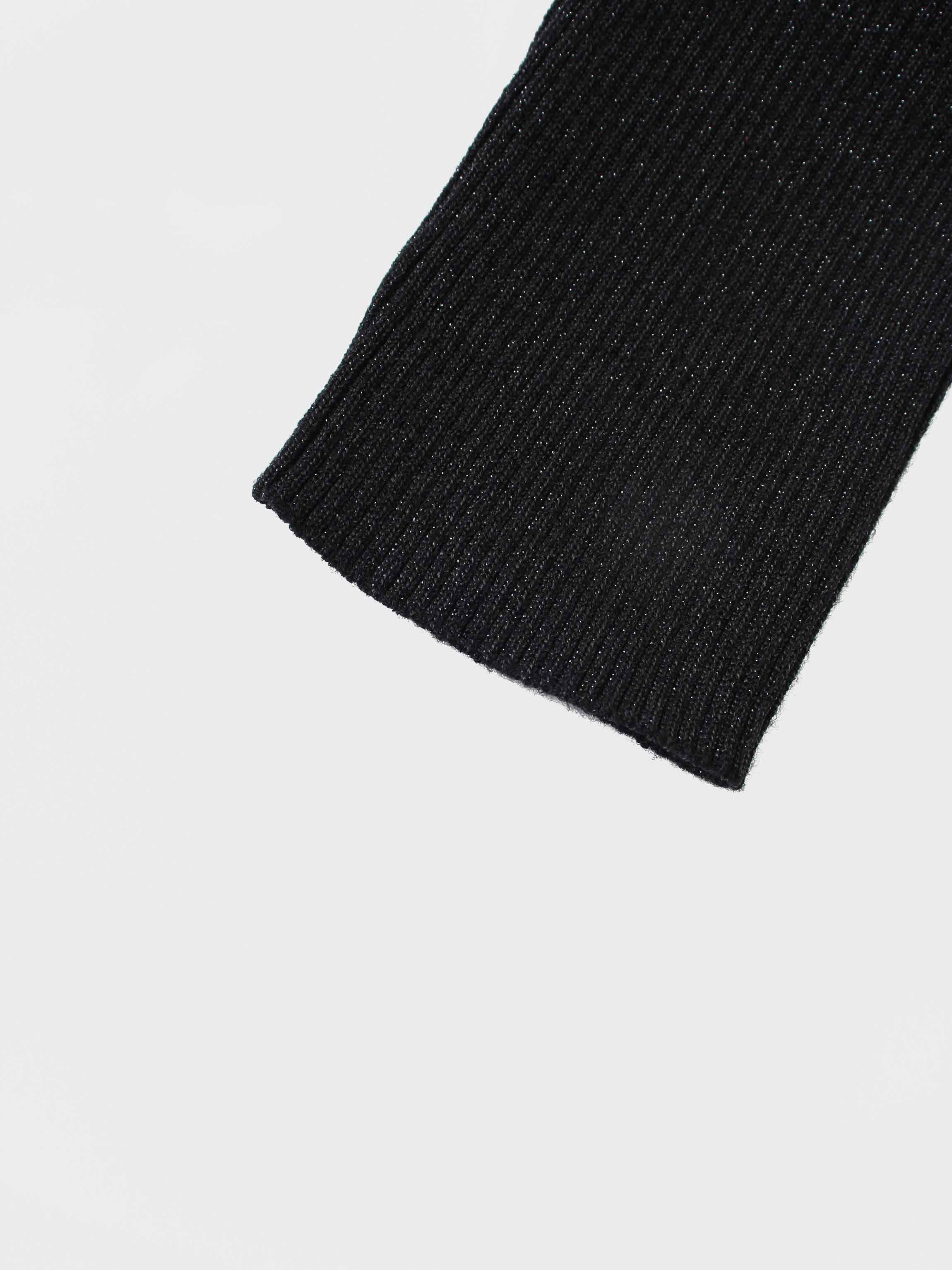 Lurex Ribbed Knit Turtleneck-Black