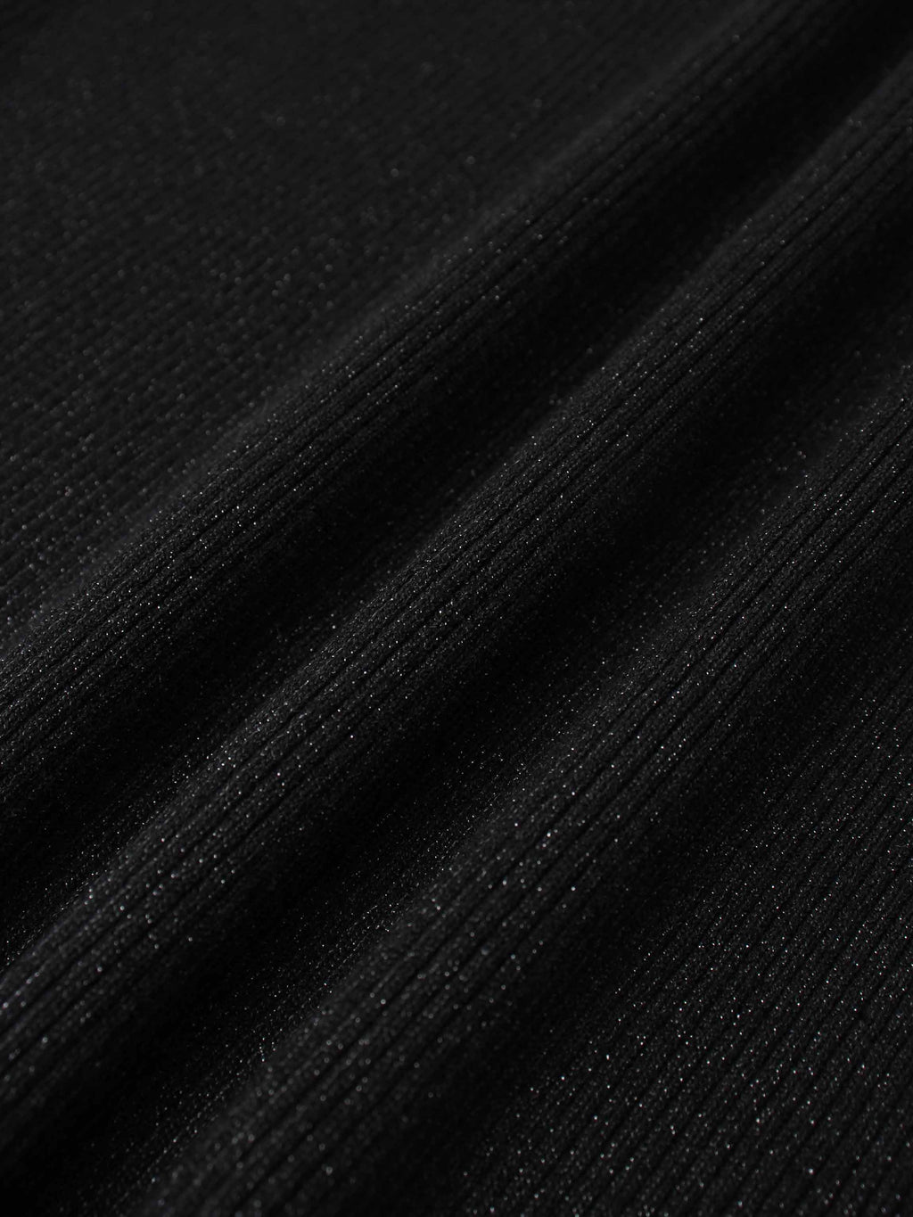 Lurex Ribbed Knit Turtleneck-Black