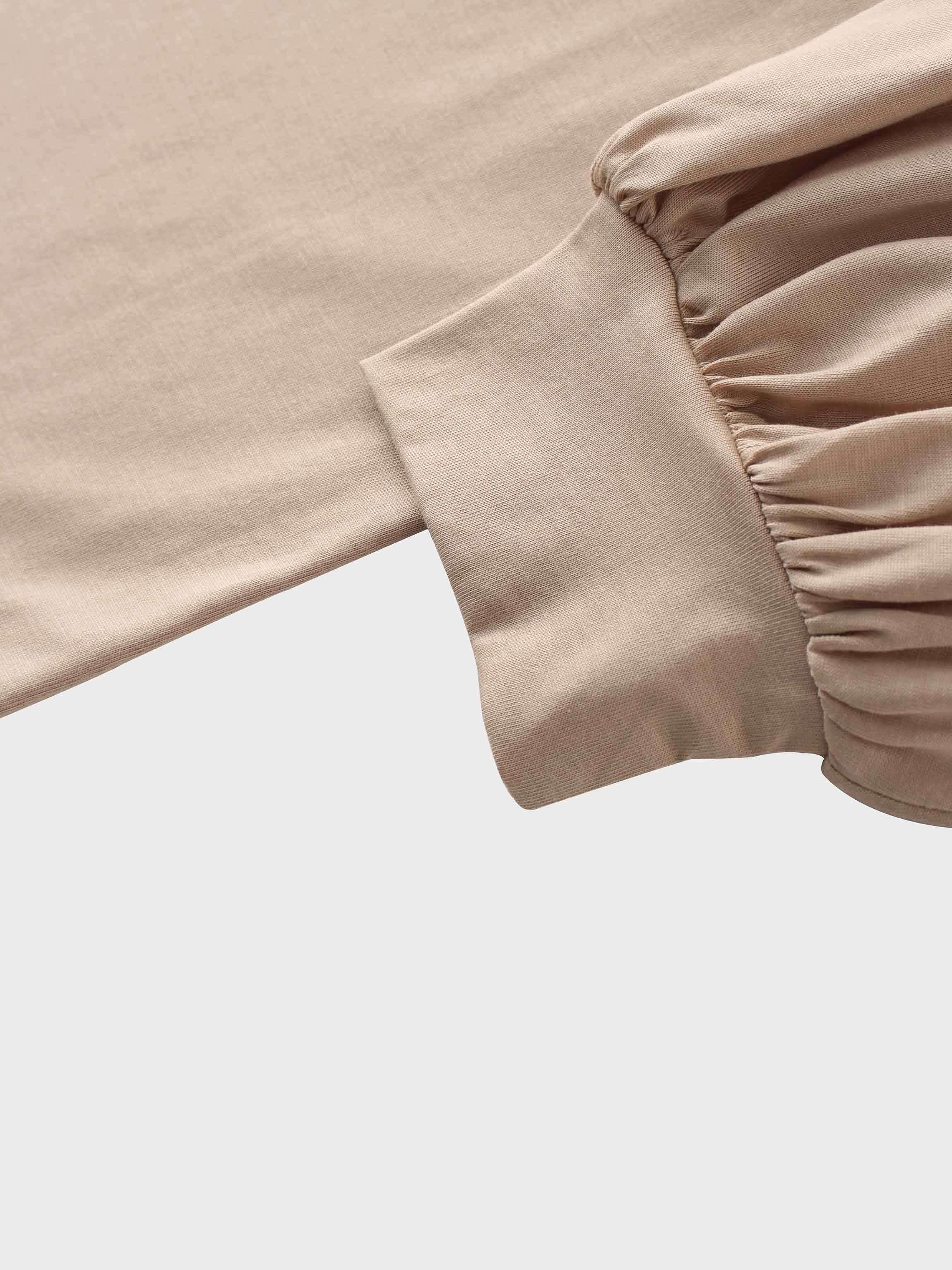 Bubble Sleeve T-Shirt-Taupe