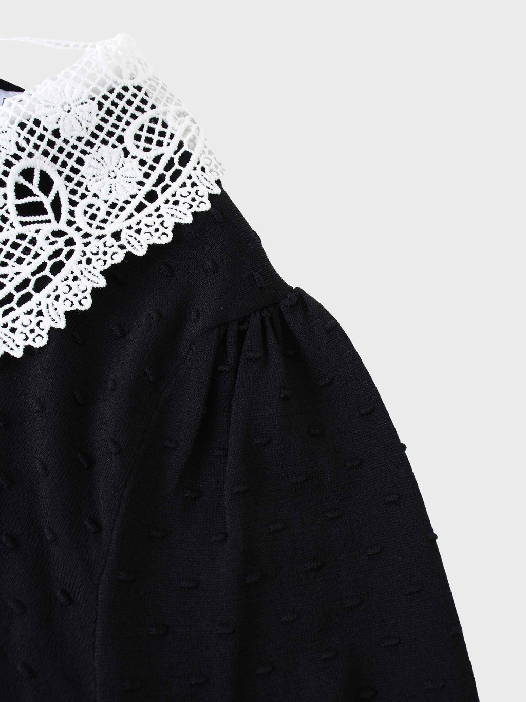 Crew Neck Pebbled Sweater-Black