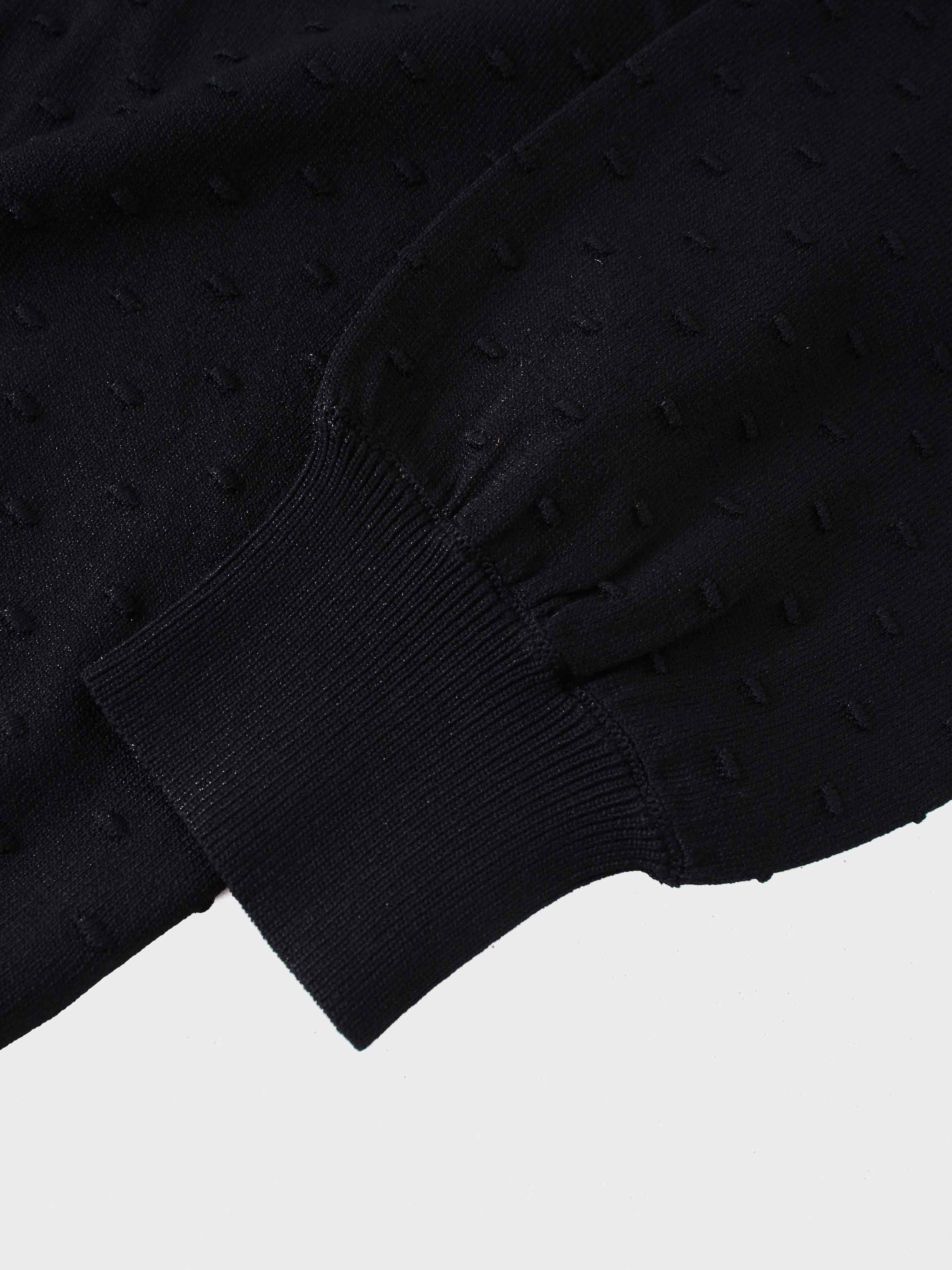 Crew Neck Pebbled Sweater-Black