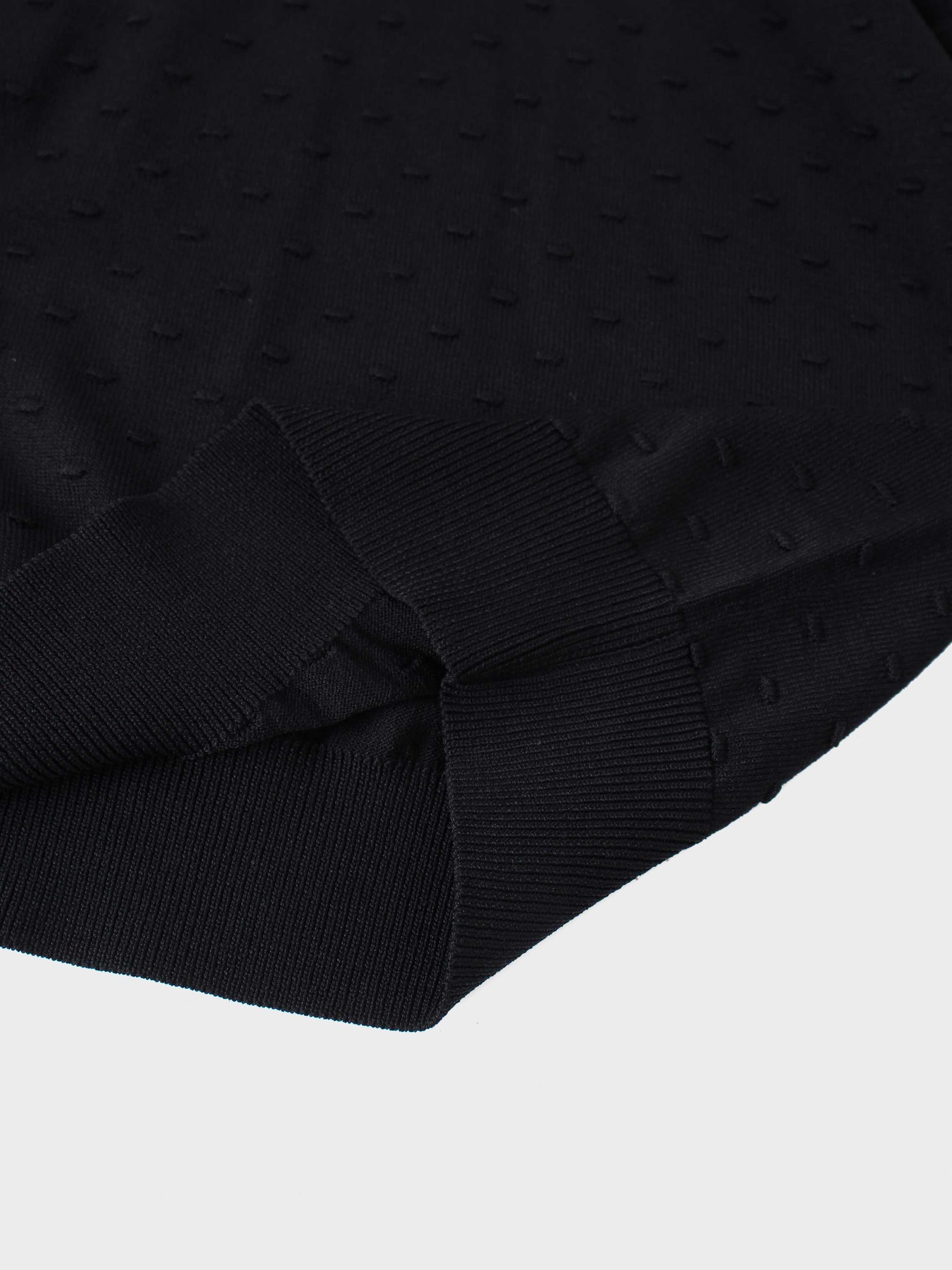 Crew Neck Pebbled Sweater-Black