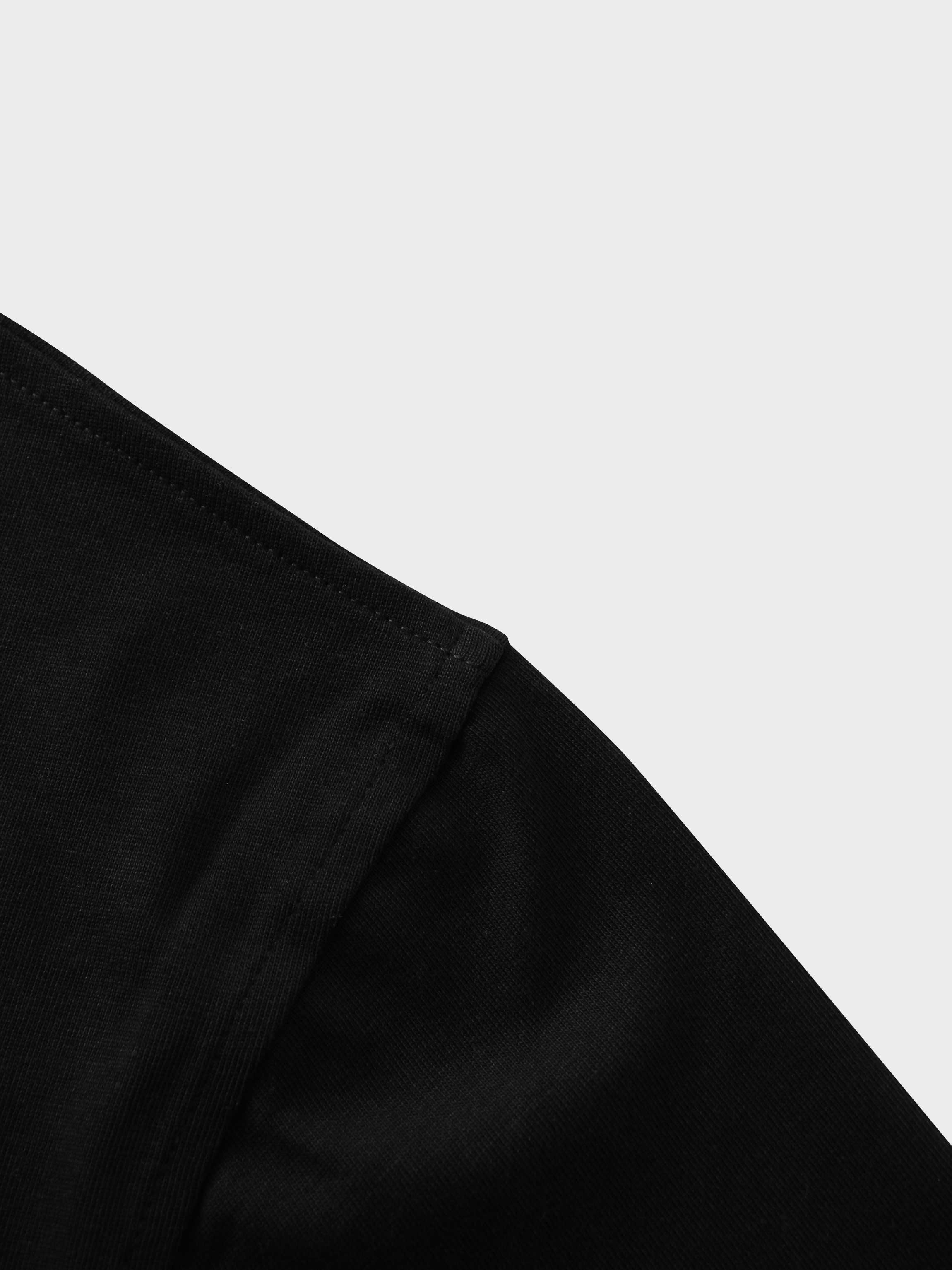 Oversized Boxy 3Q Sleeve Tee-Black
