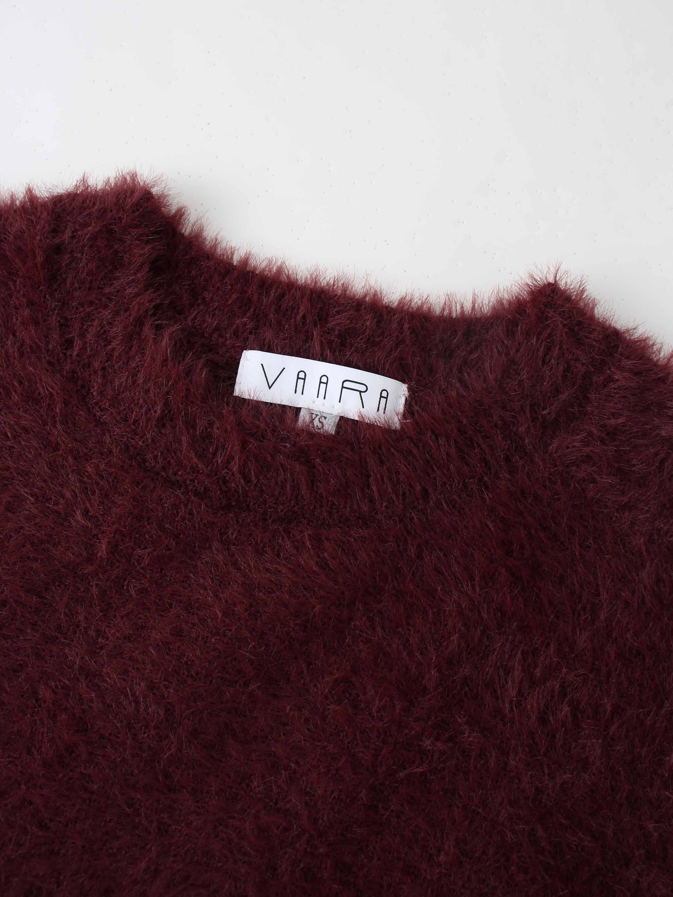 Mohair Crew Neck Sweater-Burgundy