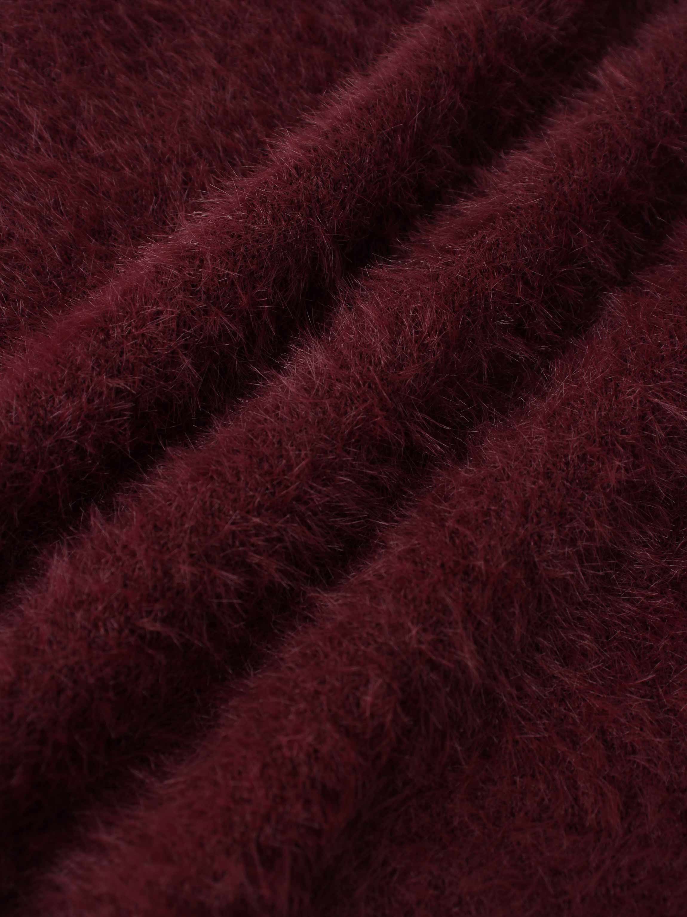 Mohair Crew Neck Sweater-Burgundy