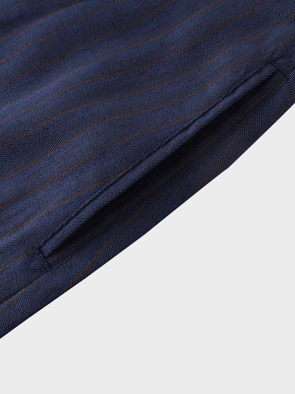 Herringbone Pinstripe Button Down A-Line Skirt-Navy/Brown