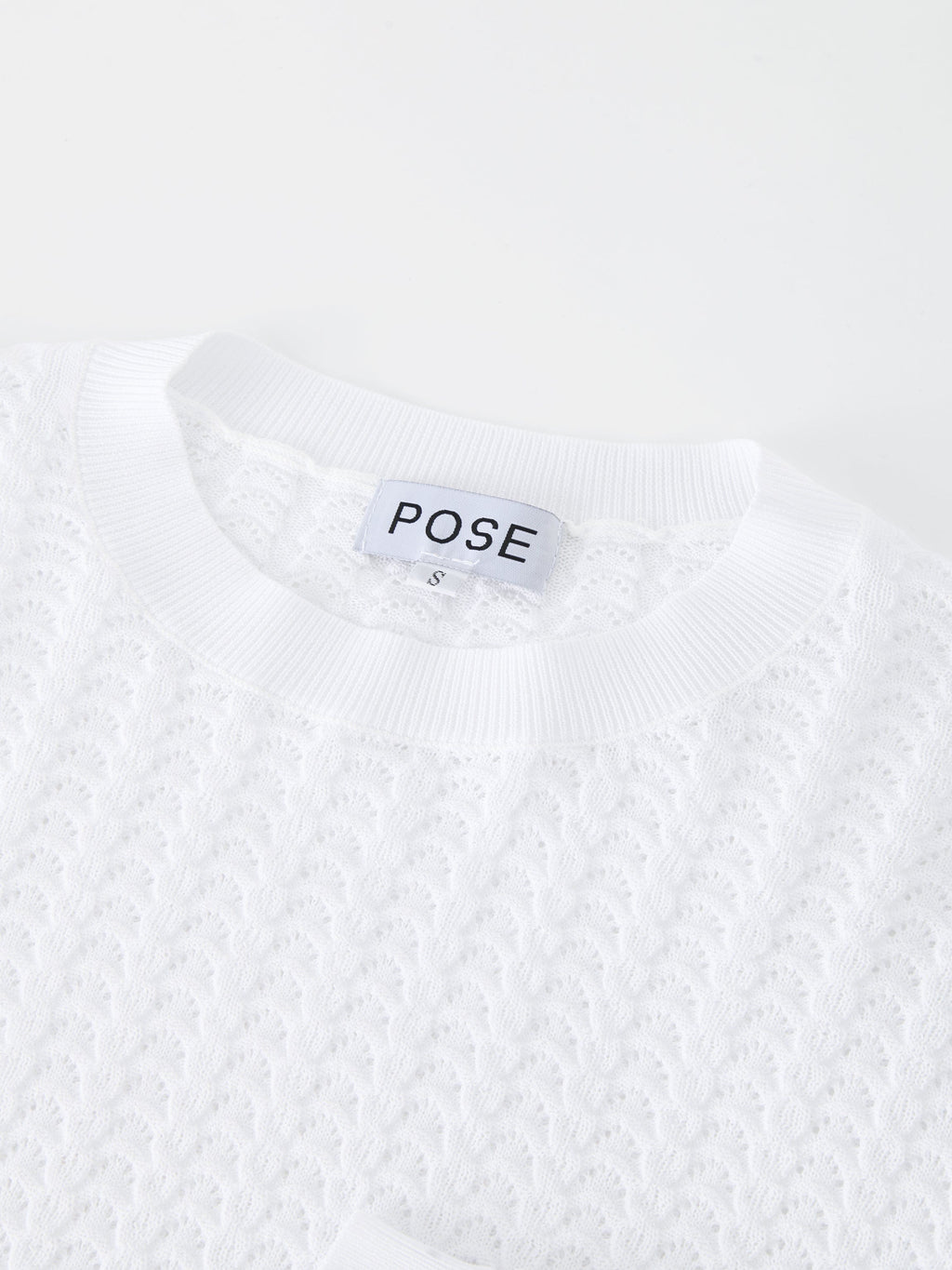 Pointelle Knit Sweater-White