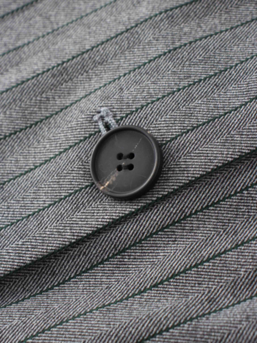 Herringbone Pinstripe Button Down A-Line Skirt-Grey/Green