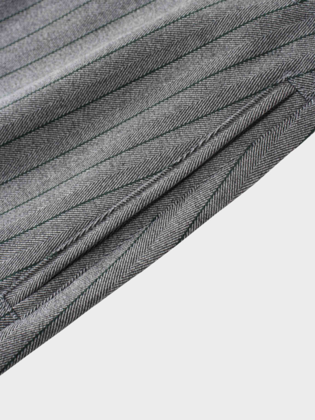 Herringbone Pinstripe Button Down A-Line Skirt-Grey/Green