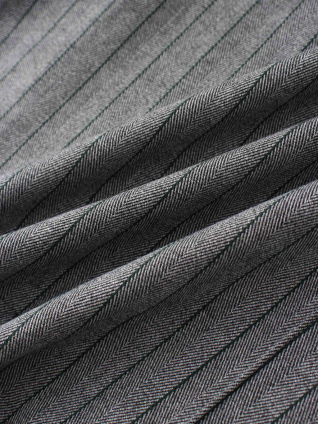 Herringbone Pinstripe Button Down A-Line Skirt-Grey/Green