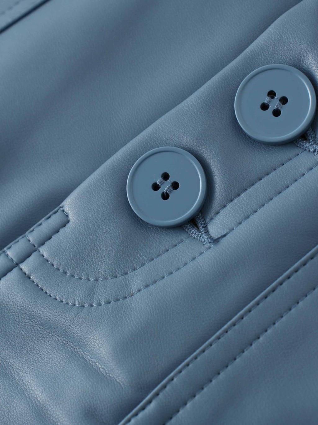 Front Pocket Straight Faux Leather Skirt-Denim Blue