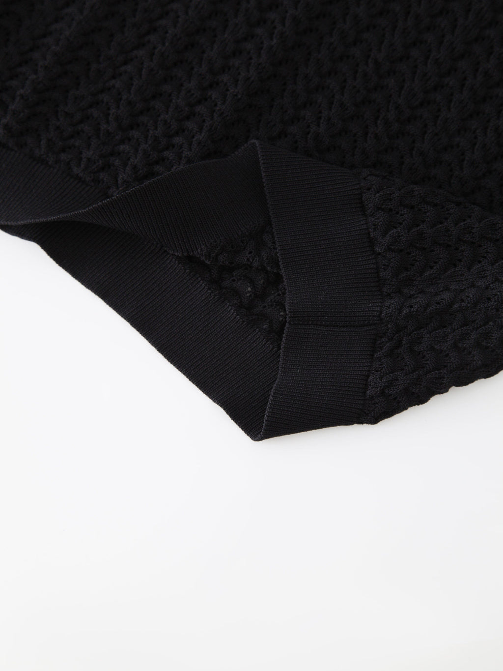 Pointelle Knit Sweater-Black