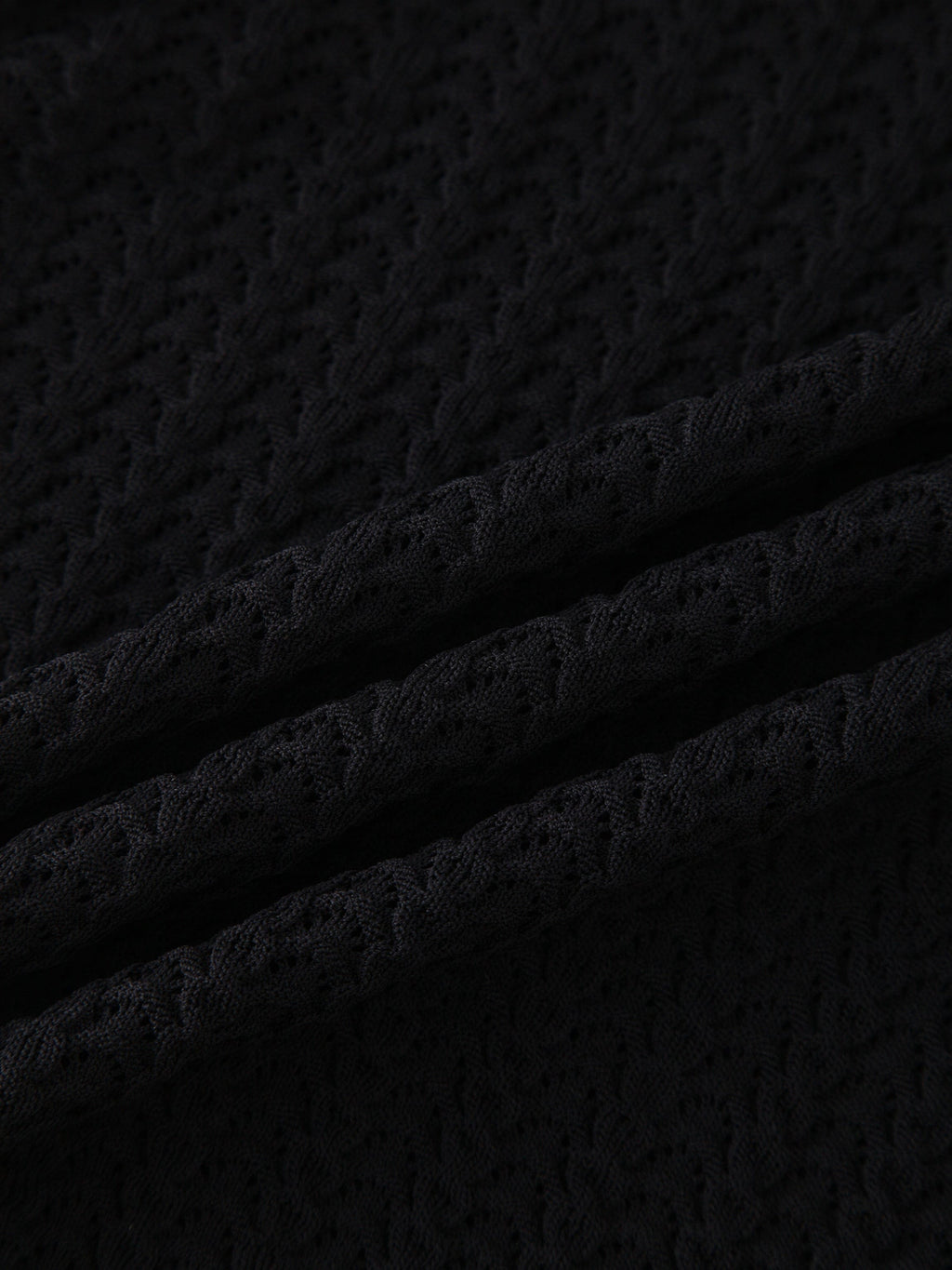 Pointelle Knit Sweater-Black