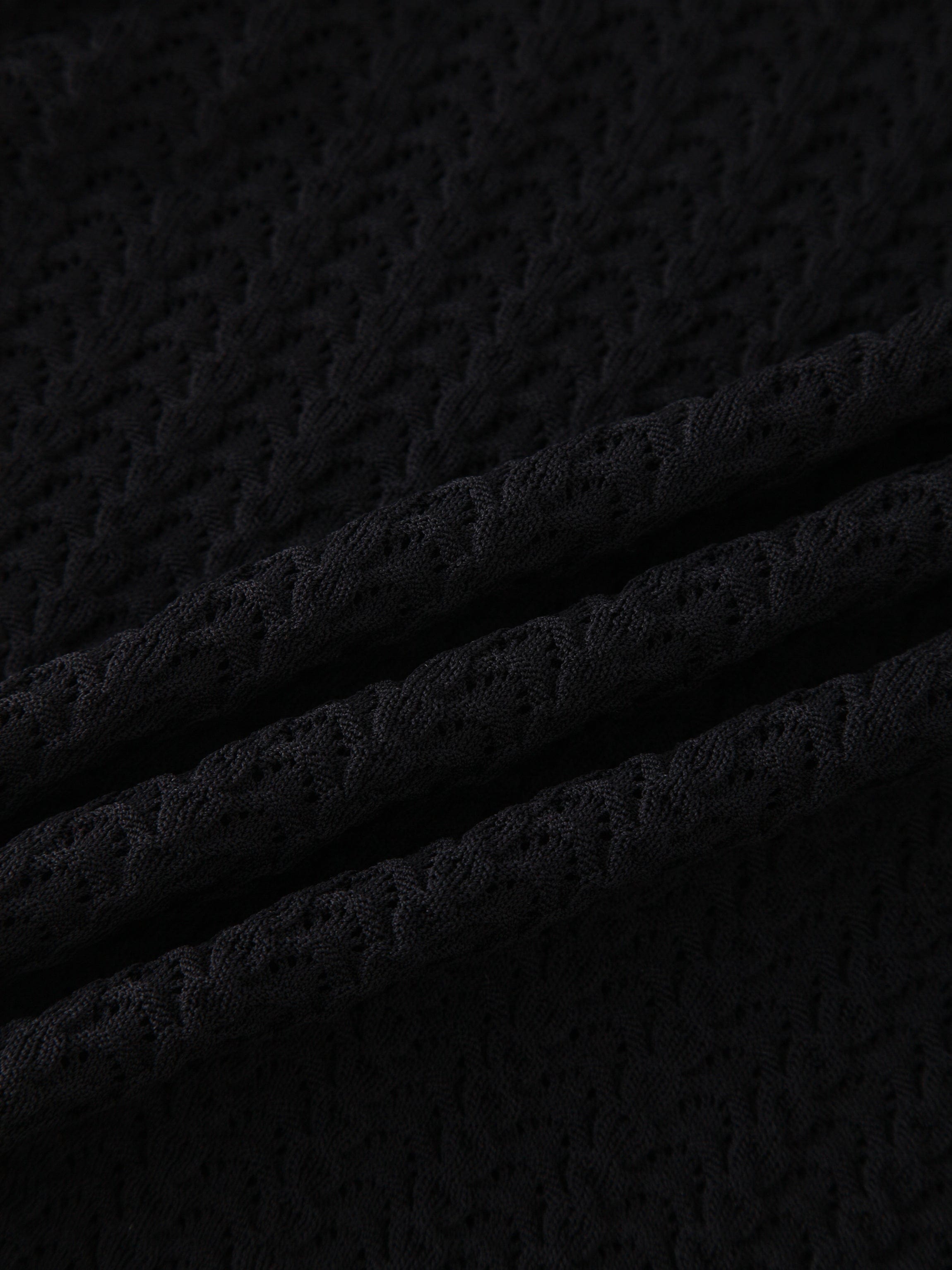 Pointelle Knit Sweater-Black